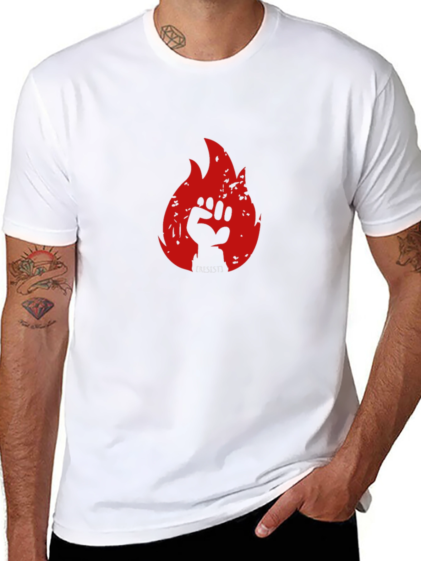 Black Resist Flame Graphic Tee - Black view 8