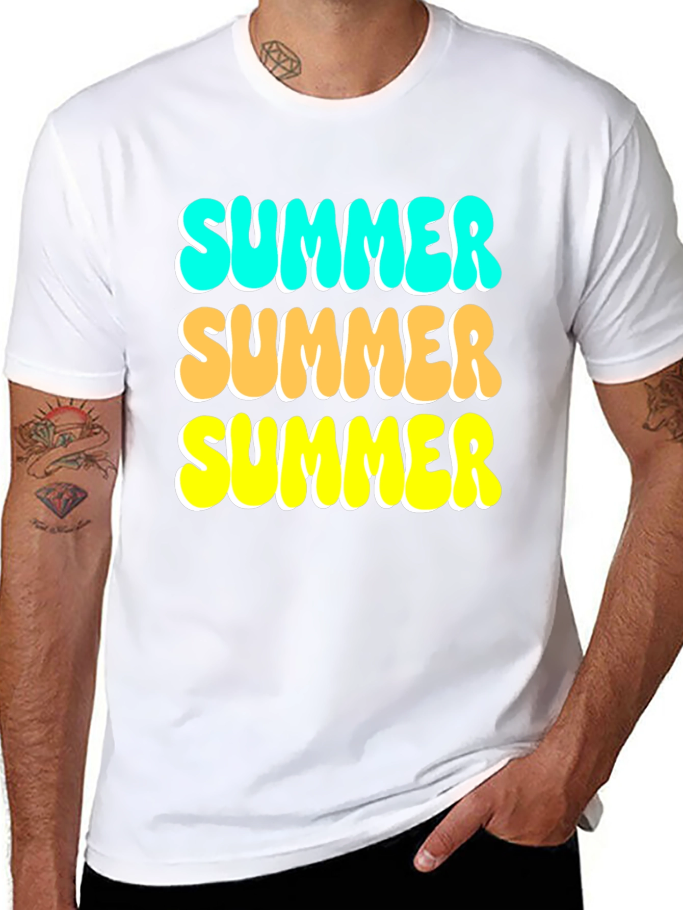 Black Summer T-Shirt - Funky Retro Design view 8
