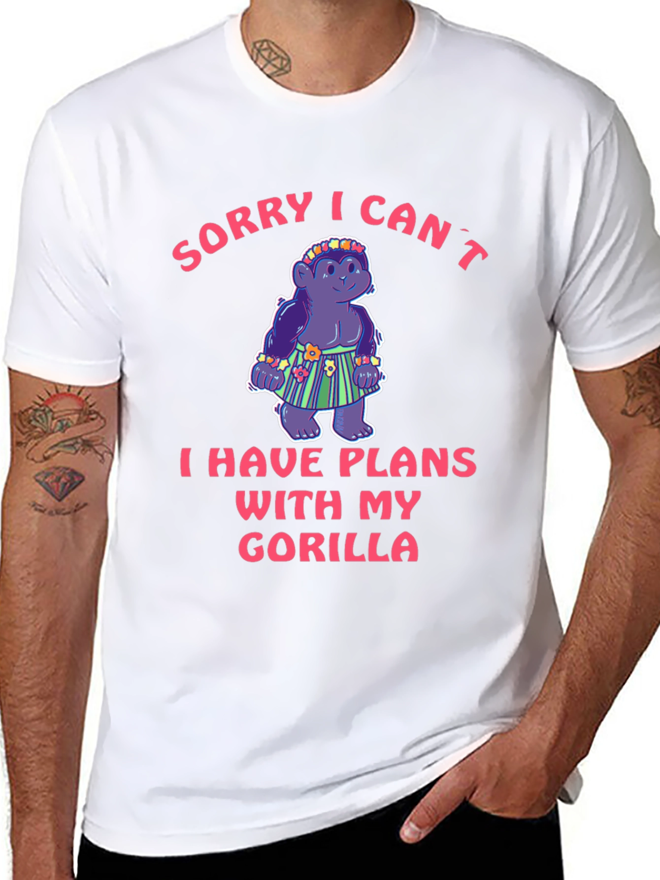 Black Funny Gorilla Plans Graphic Tee - Soft Cotton Unisex T-Shirt view 8