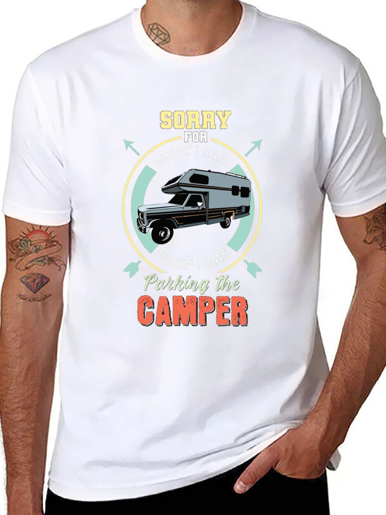 Black Sorry for What I Said Camper Graphic T-Shirt view 8