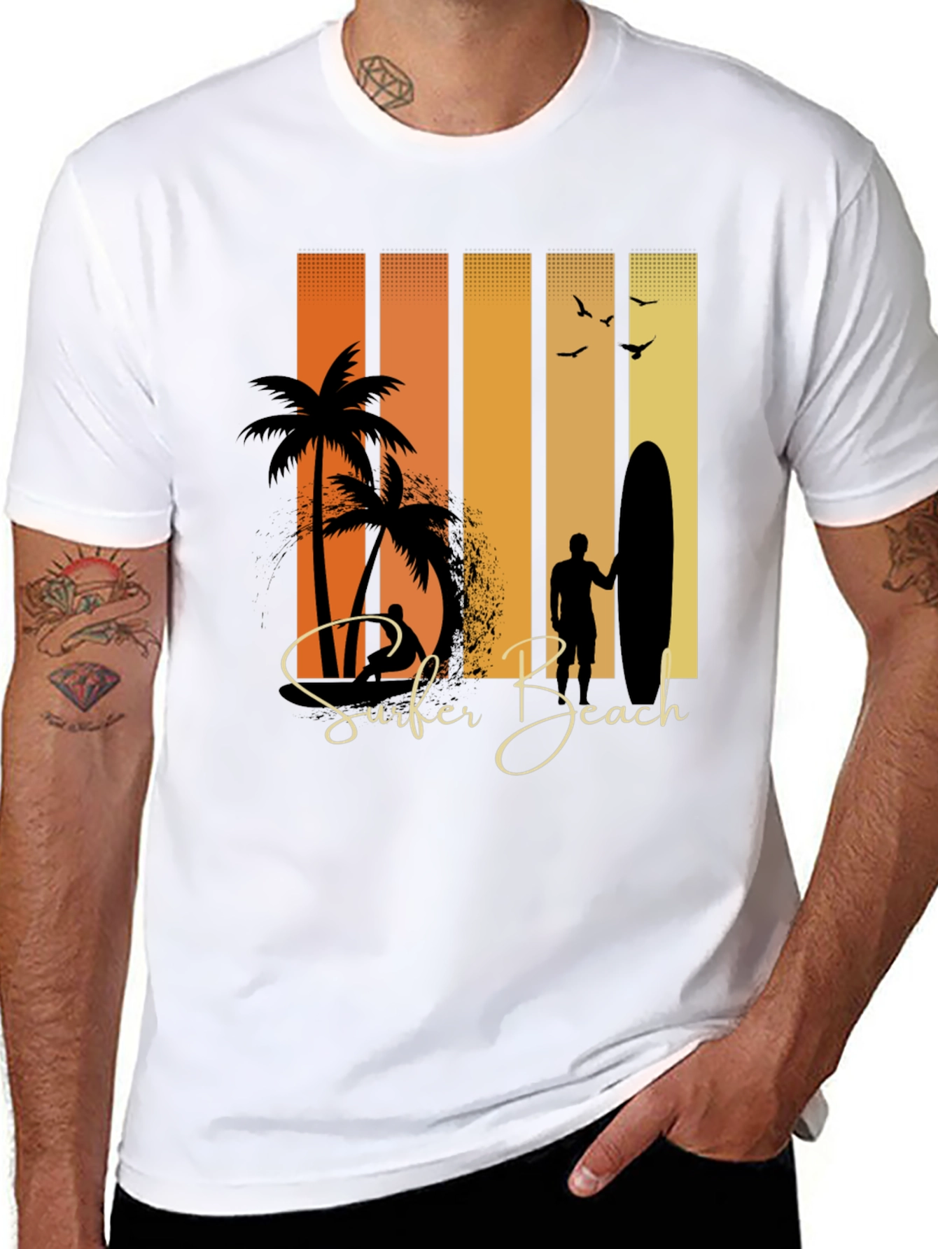 Black Surfer Beach Graphic Tee - Stylish Summer Wear view 8