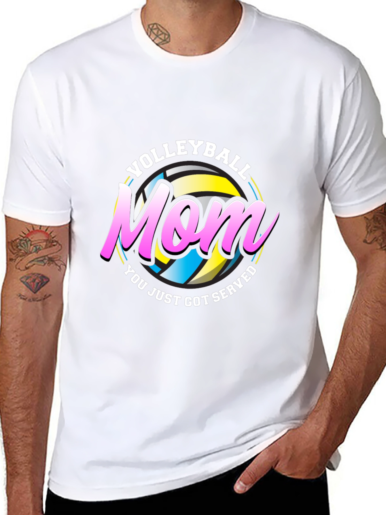 Black Volleyball Mom T-Shirt - Served Design view 8