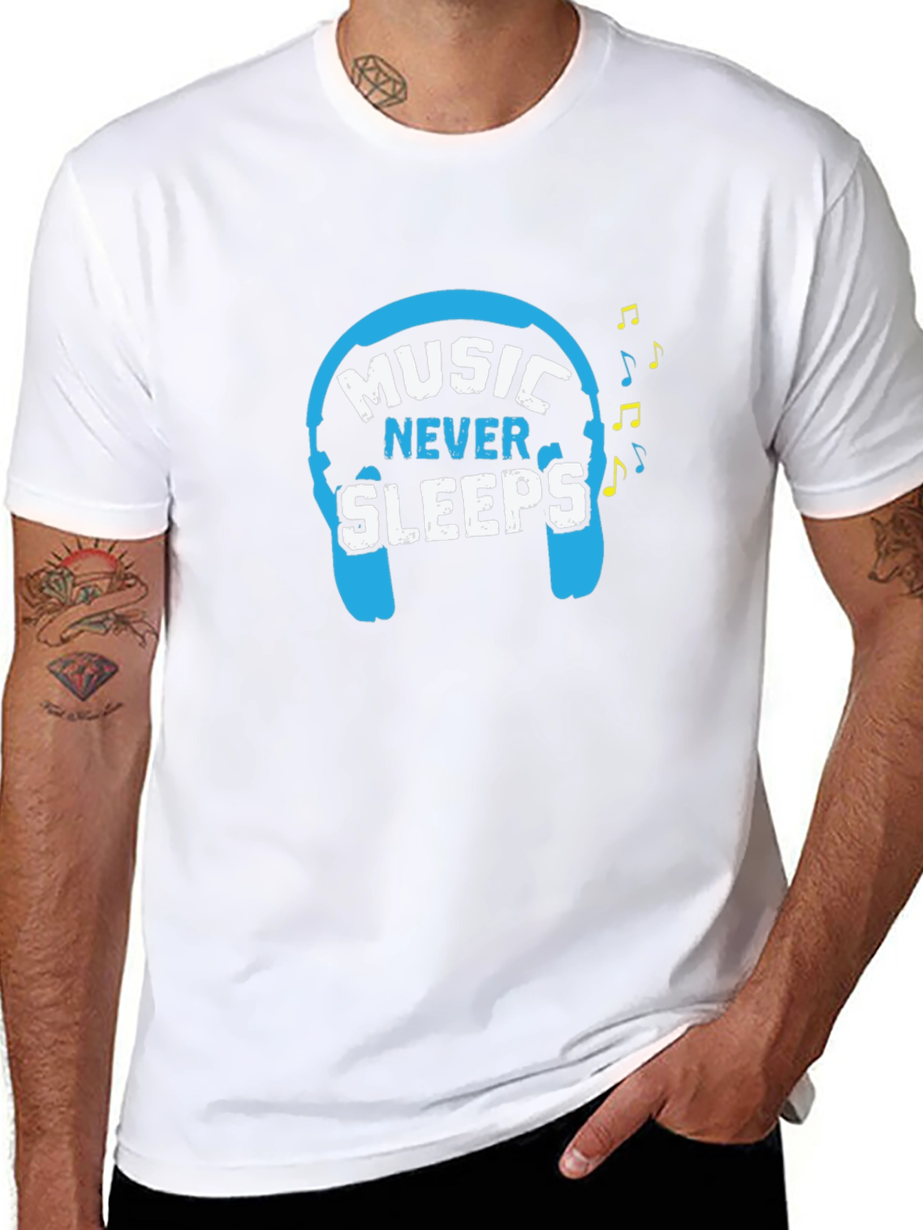 Black Music Never Sleeps Graphic T-Shirt view 8