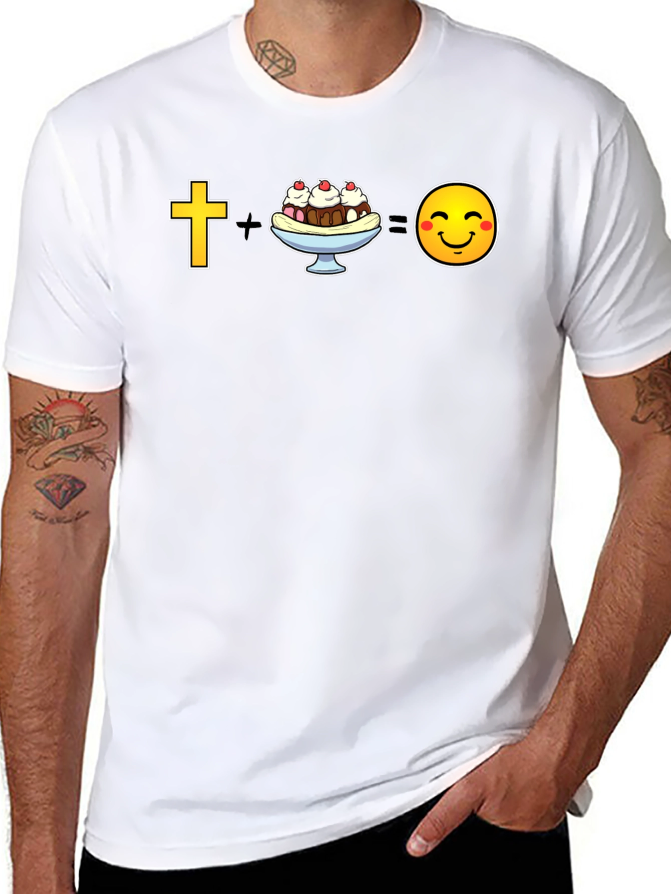 Black Christian Ice Cream = Happy T-Shirt view 8