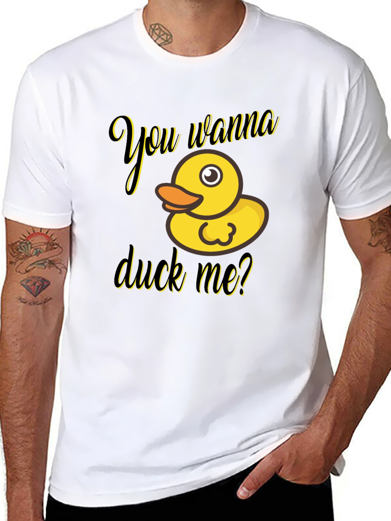 Black You Wanna Duck Me? Novelty T-Shirt view 8