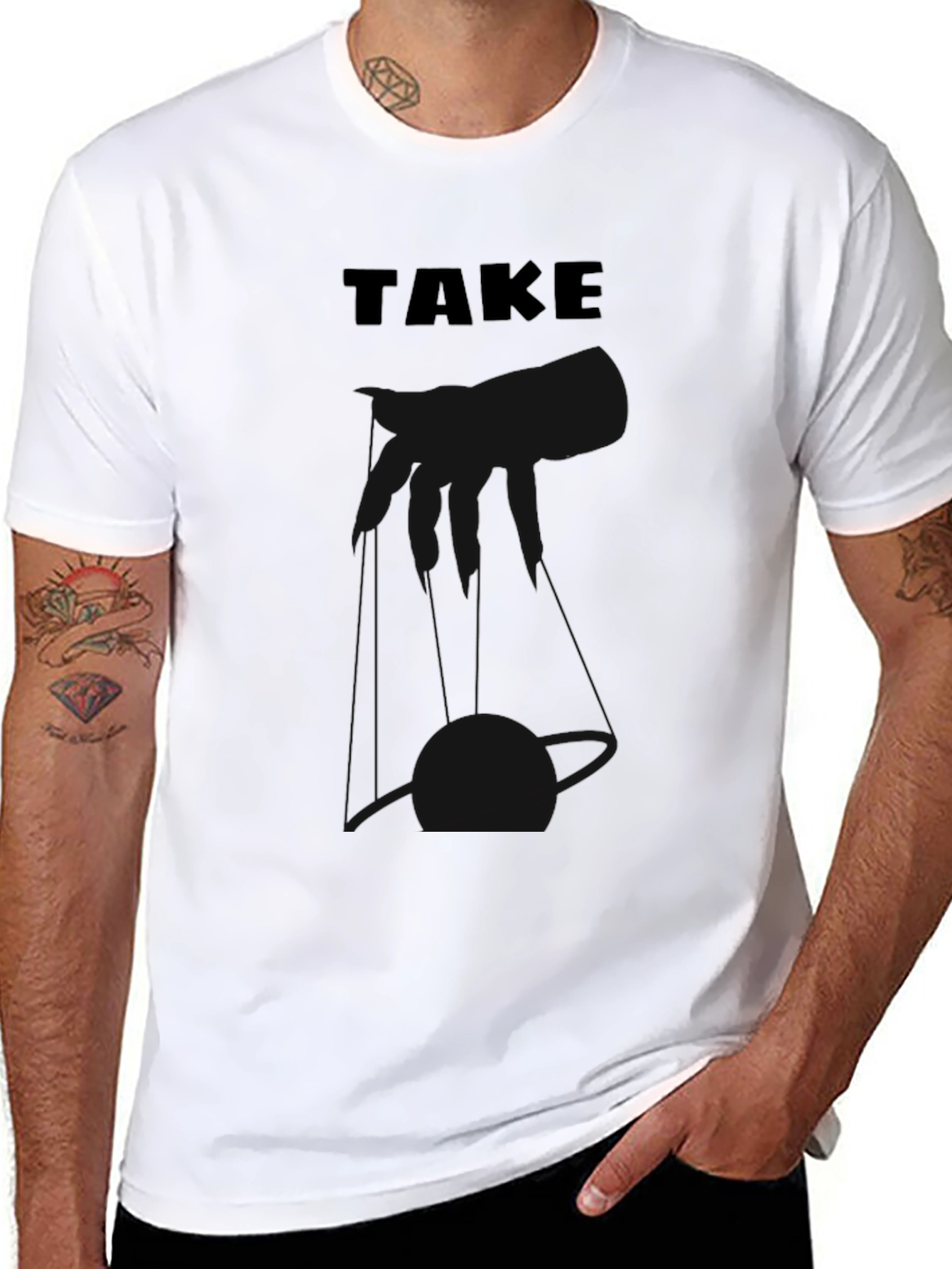 Black Men's Black "TAKE" Graphic Tee Shirt view 8