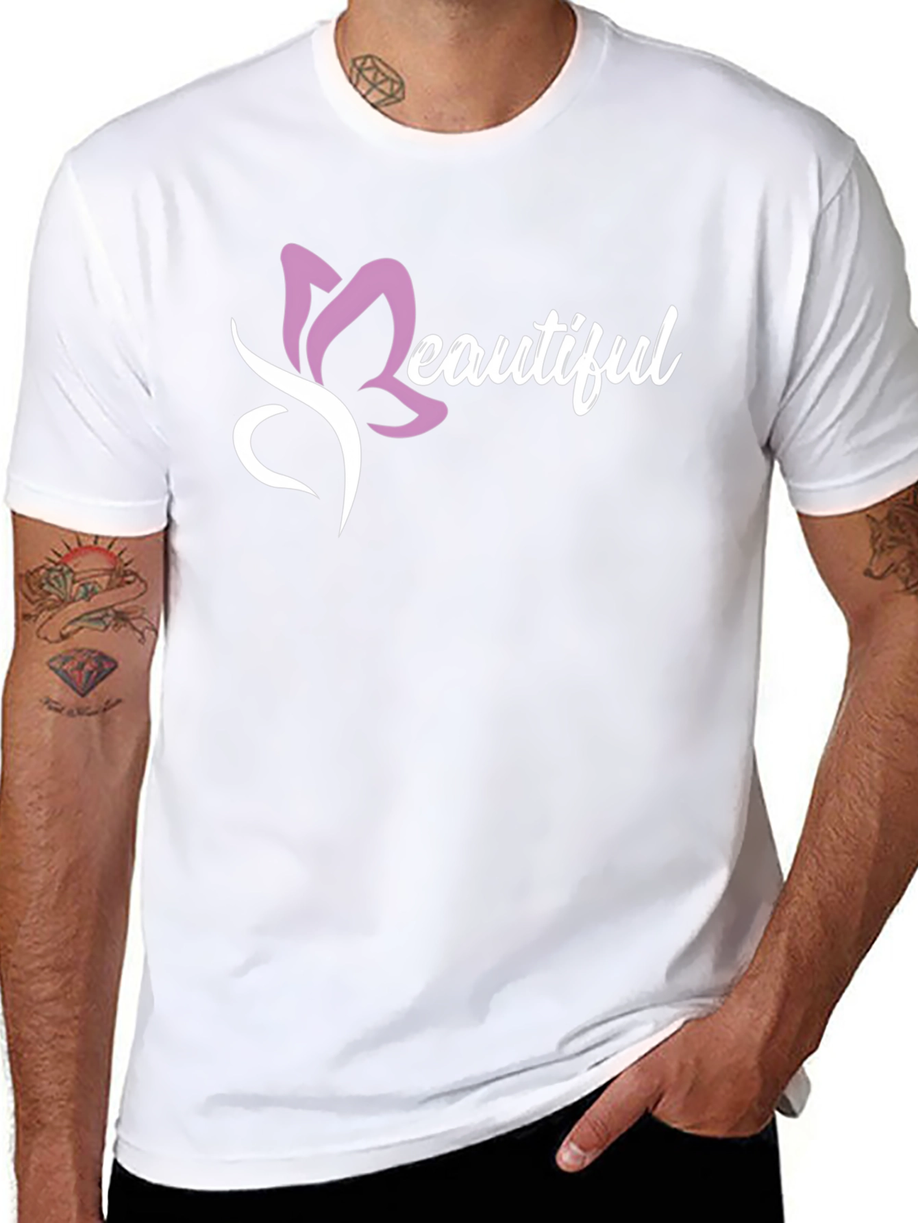 Black Beautiful Graphic Tee - Soft Cotton Blend view 8