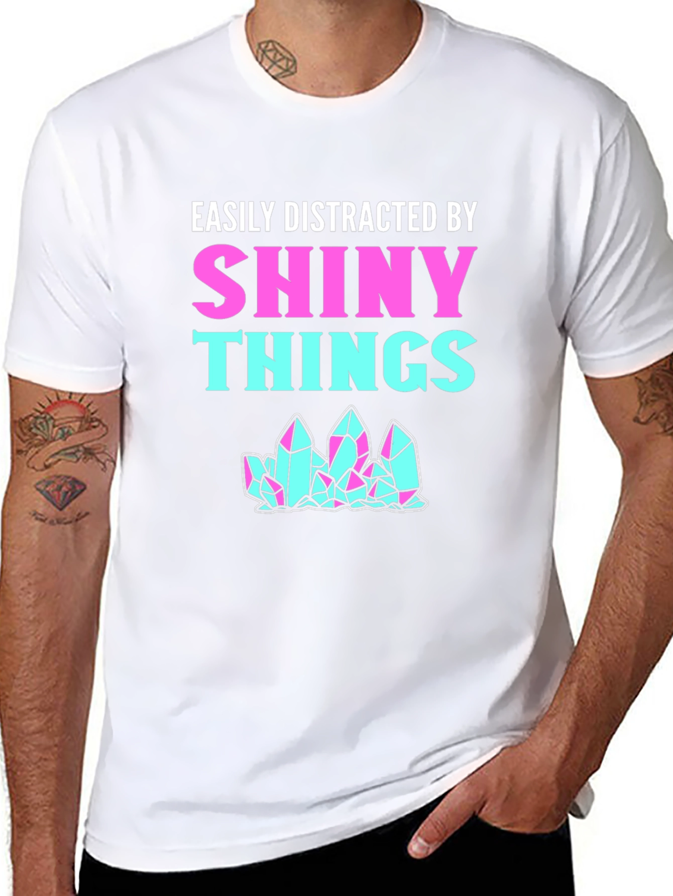 Black Easily Distracted By Shiny Things T-Shirt view 8