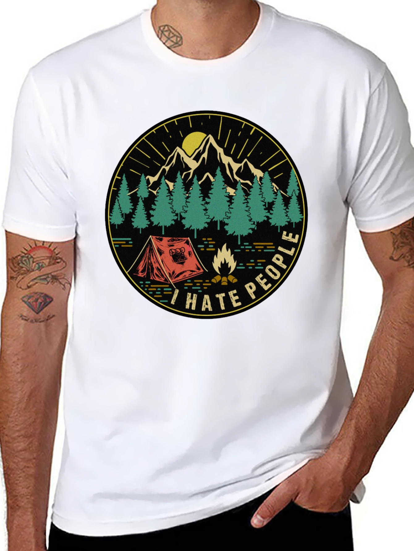 Black I Hate People Camping T-Shirt - Nature Lover Tee view 8