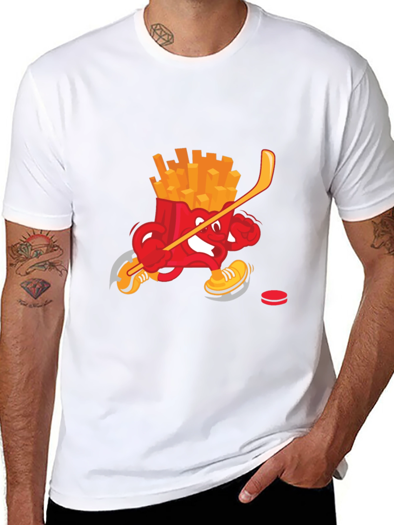 Black Funny Fries Hockey T-Shirt view 8