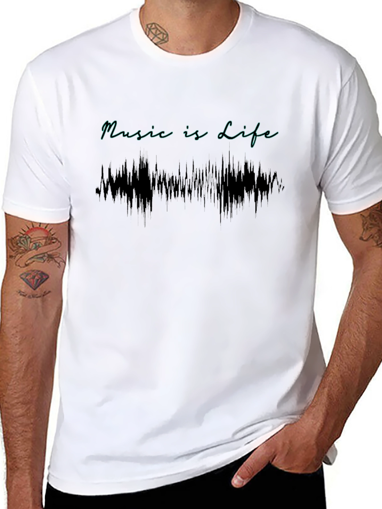 Black Music is Life Graphic Tee - Black Cotton T-Shirt view 8
