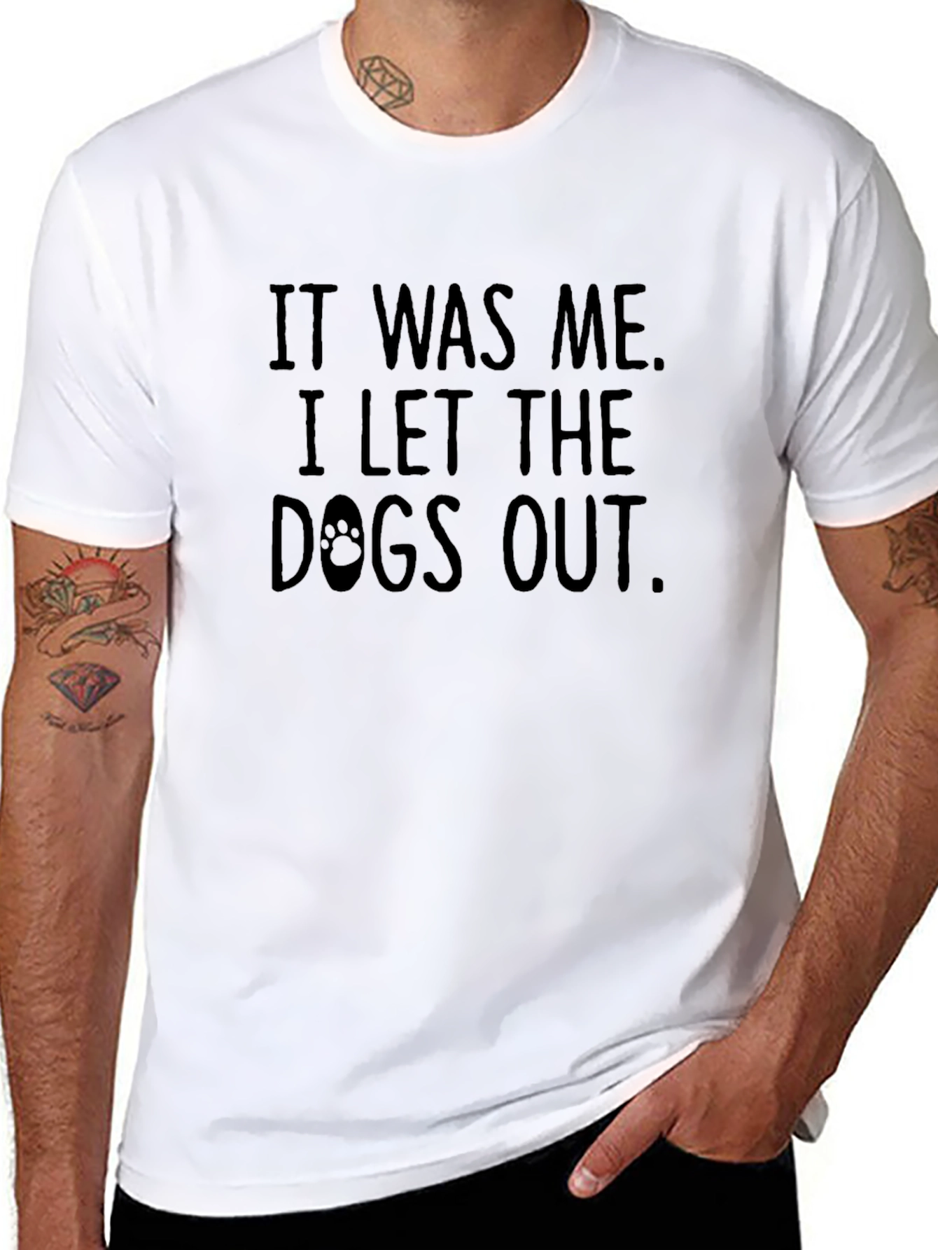 Black It Was Me I Let The Dogs Out T-Shirt view 8