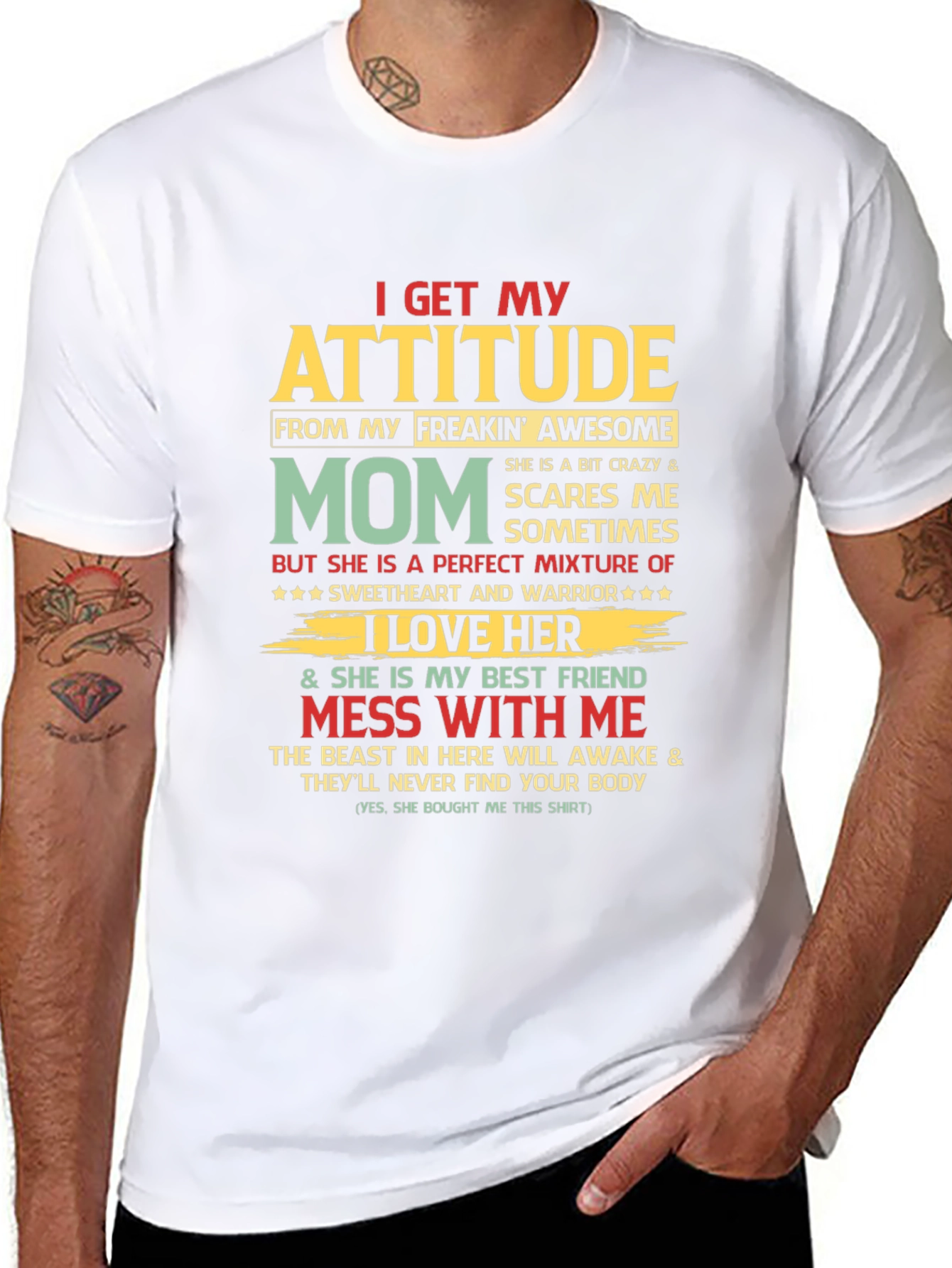 Black I Get My Attitude From My Mom Graphic T-Shirt view 8
