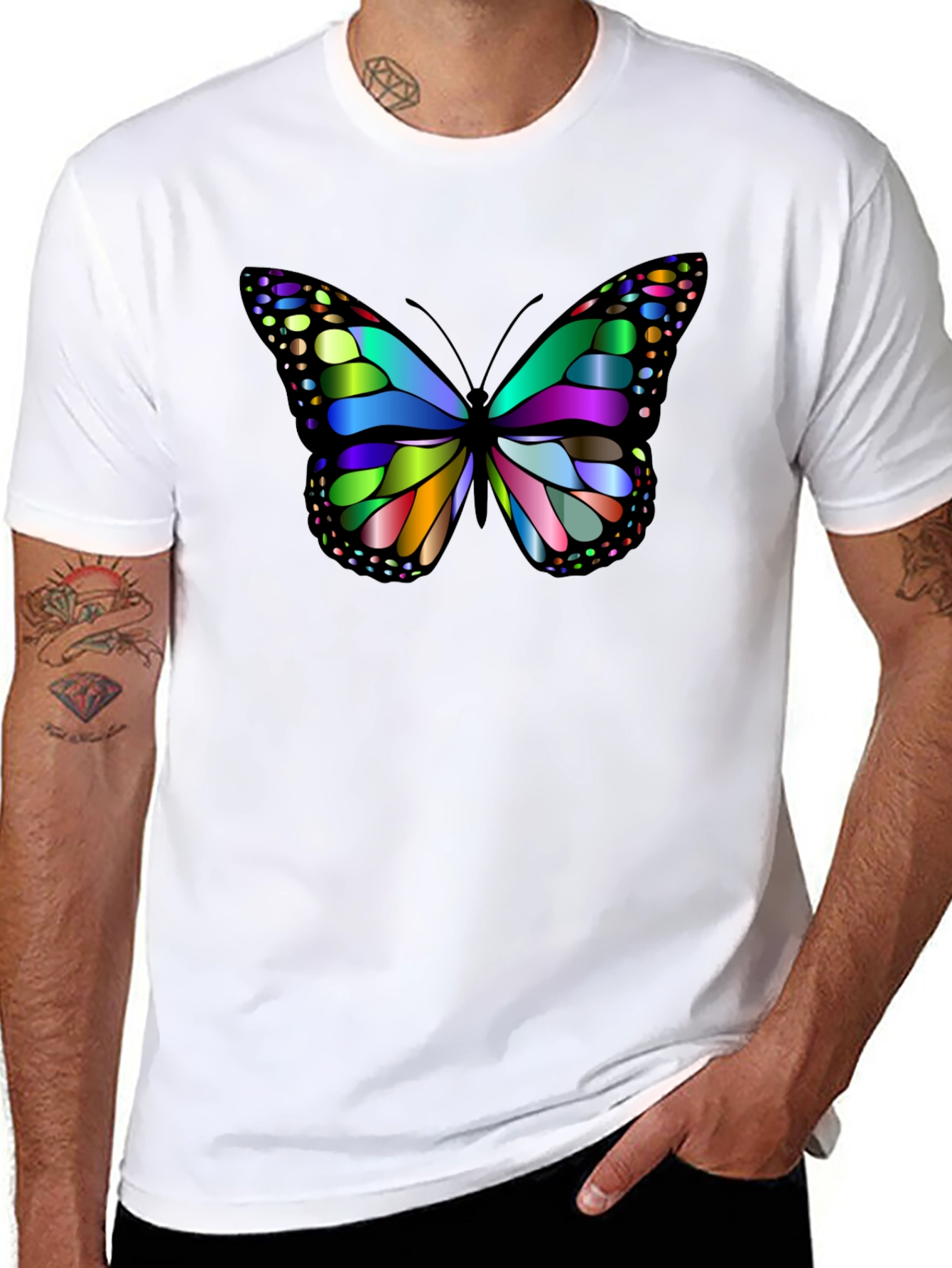 Black Butterfly Graphic Tee - Vivid Colors, Soft Fabric view 8