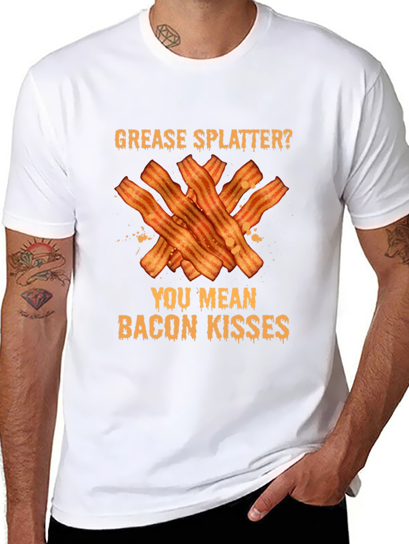 Black Bacon Kisses Graphic Tee - Novelty Food Lover T-Shirt view 8