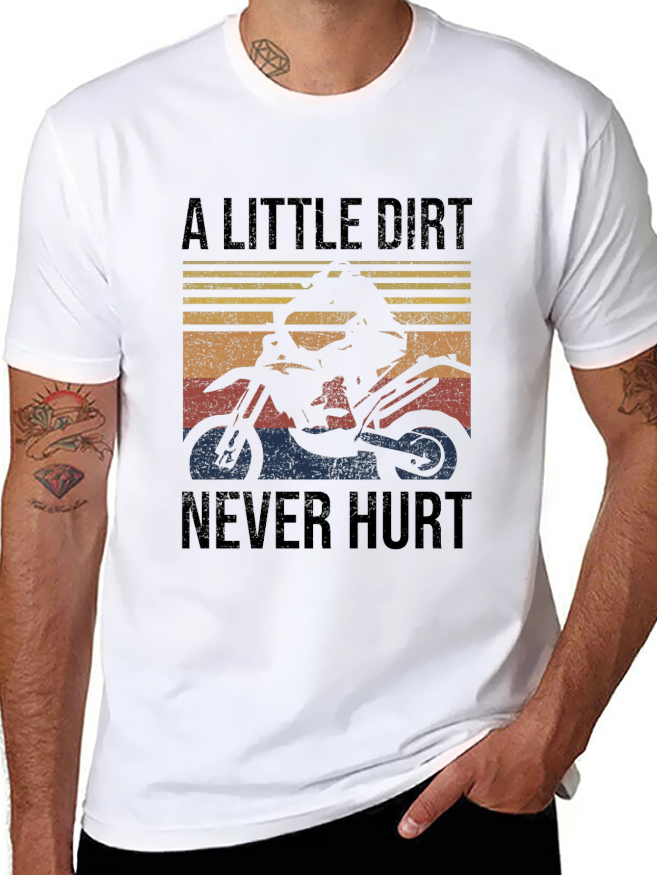 Black A Little Dirt Never Hurt Black T-Shirt - Motocross Rider Design view 8