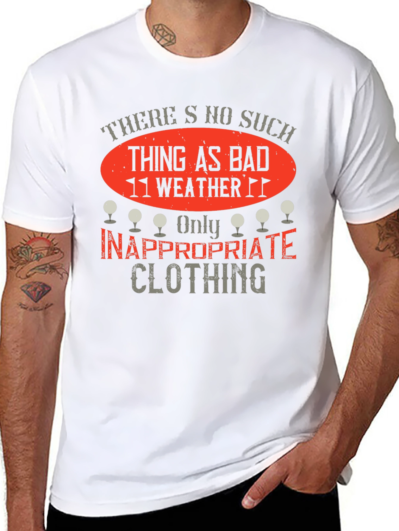 Black Funny Golfing T-Shirt - No Bad Weather view 8