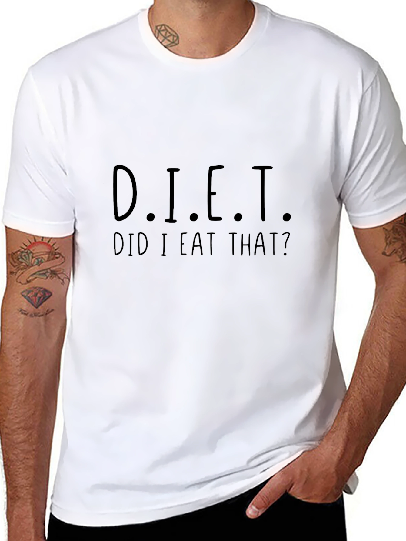 Black Funny DIET Did I Eat That? Black T-Shirt view 8