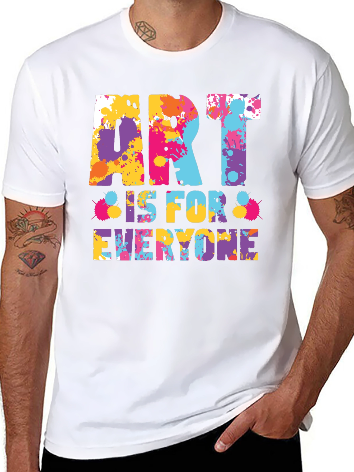 Black Art is For Everyone T-Shirt - Colorful Paint Splatter Design view 8