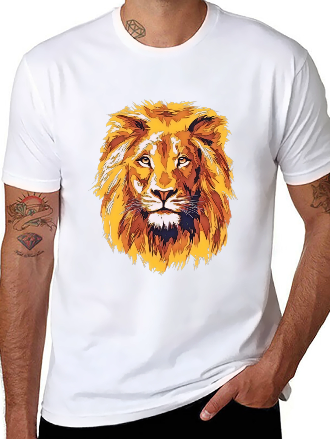 Black Lion Graphic T-Shirt - Bold Artistic Print view 8