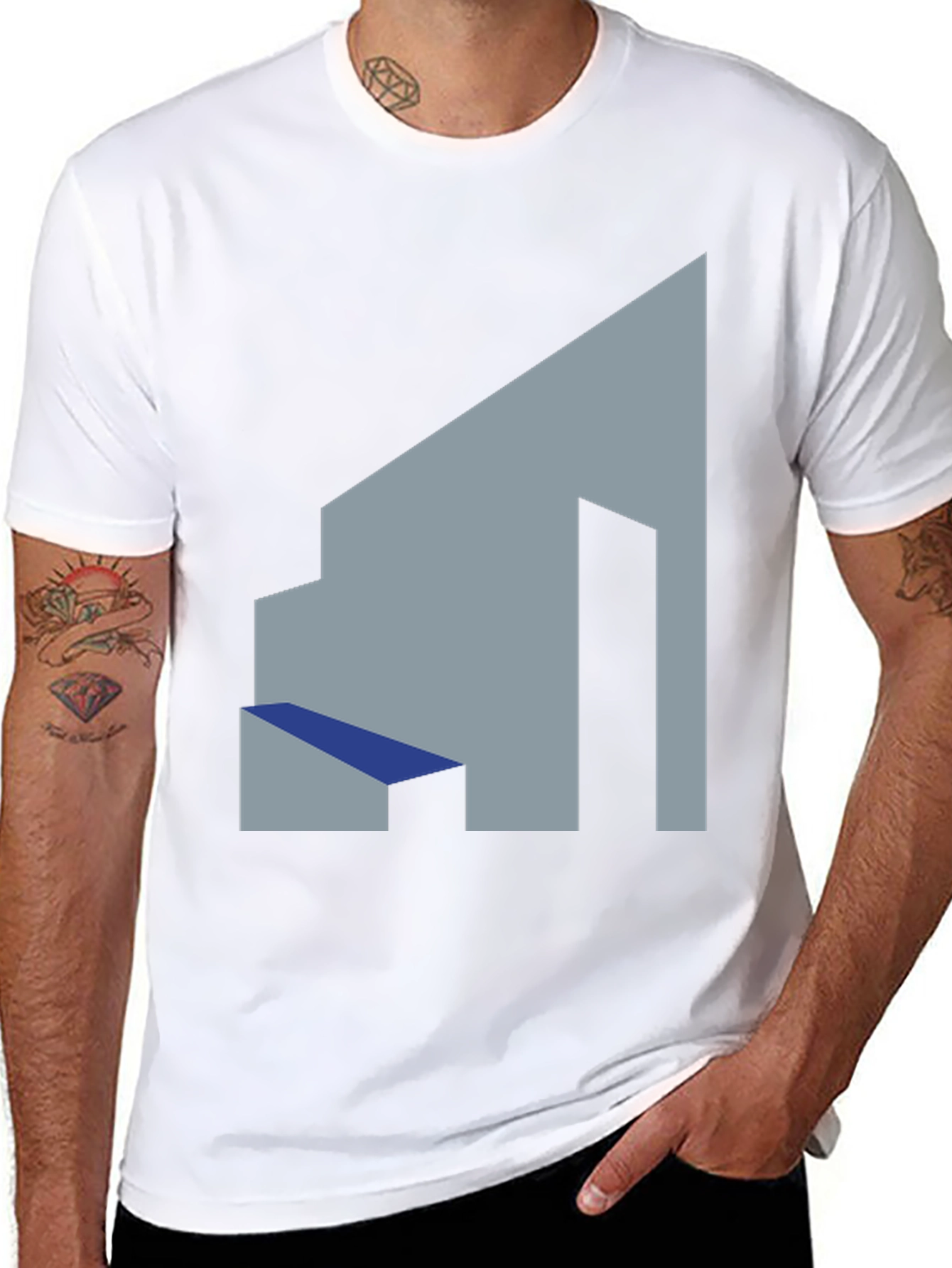 Black Abstract Building Graphic Tee - Modern Style view 8
