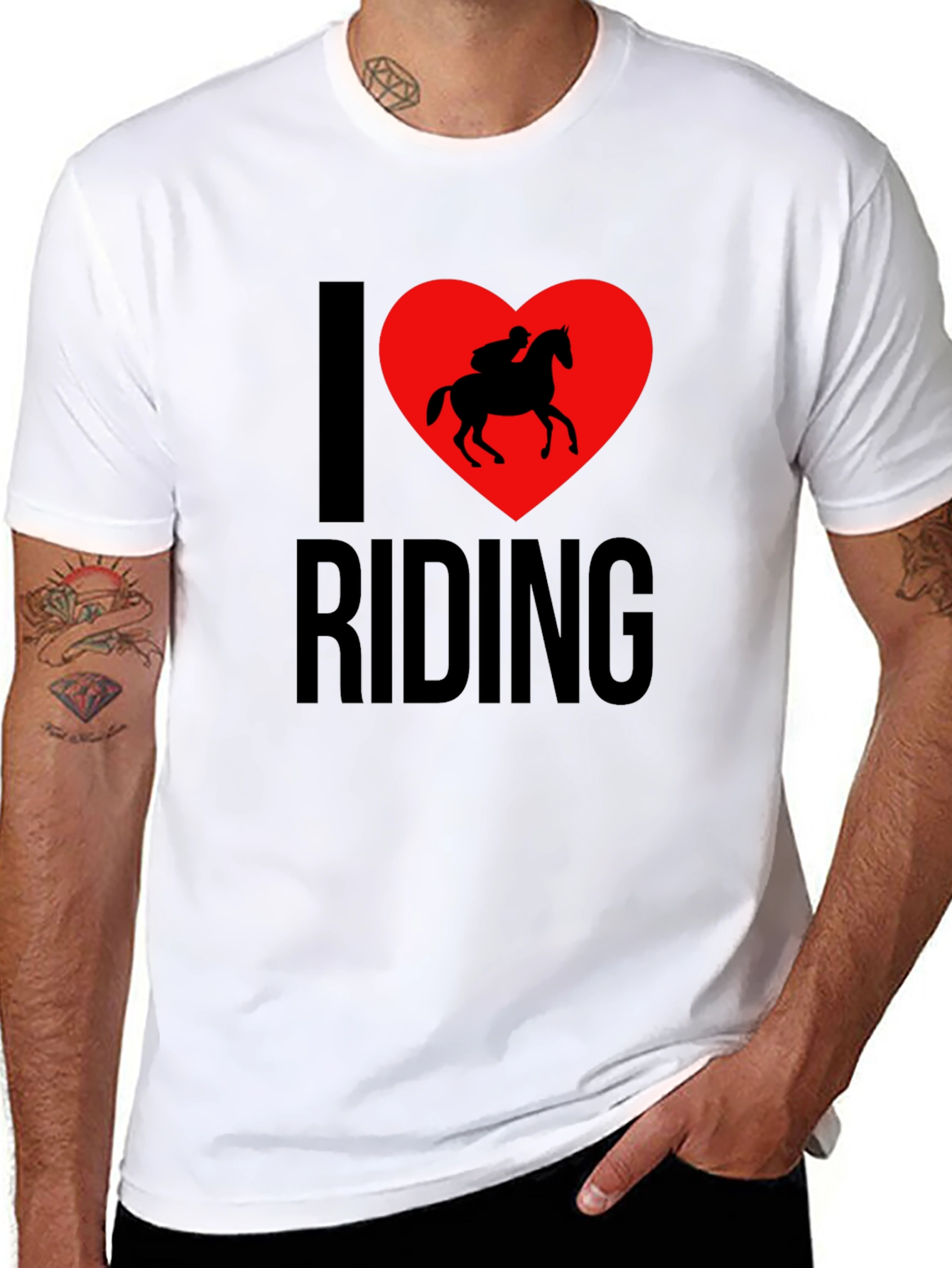 Black I Love Riding T-Shirt - Horseback Riding Tee view 8