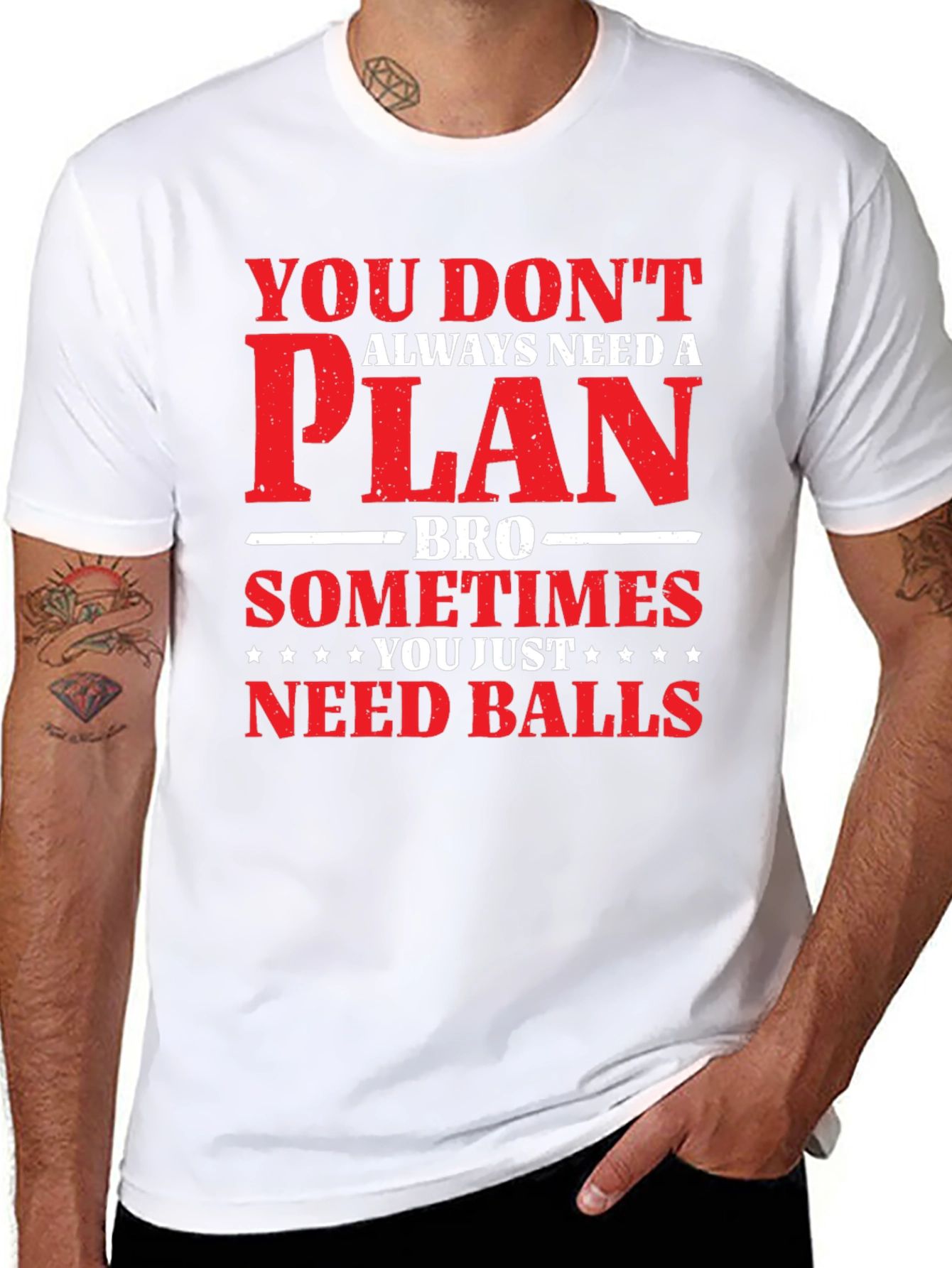 Black You Don't Need a Plan T-Shirt, Mens Graphic Tee view 8