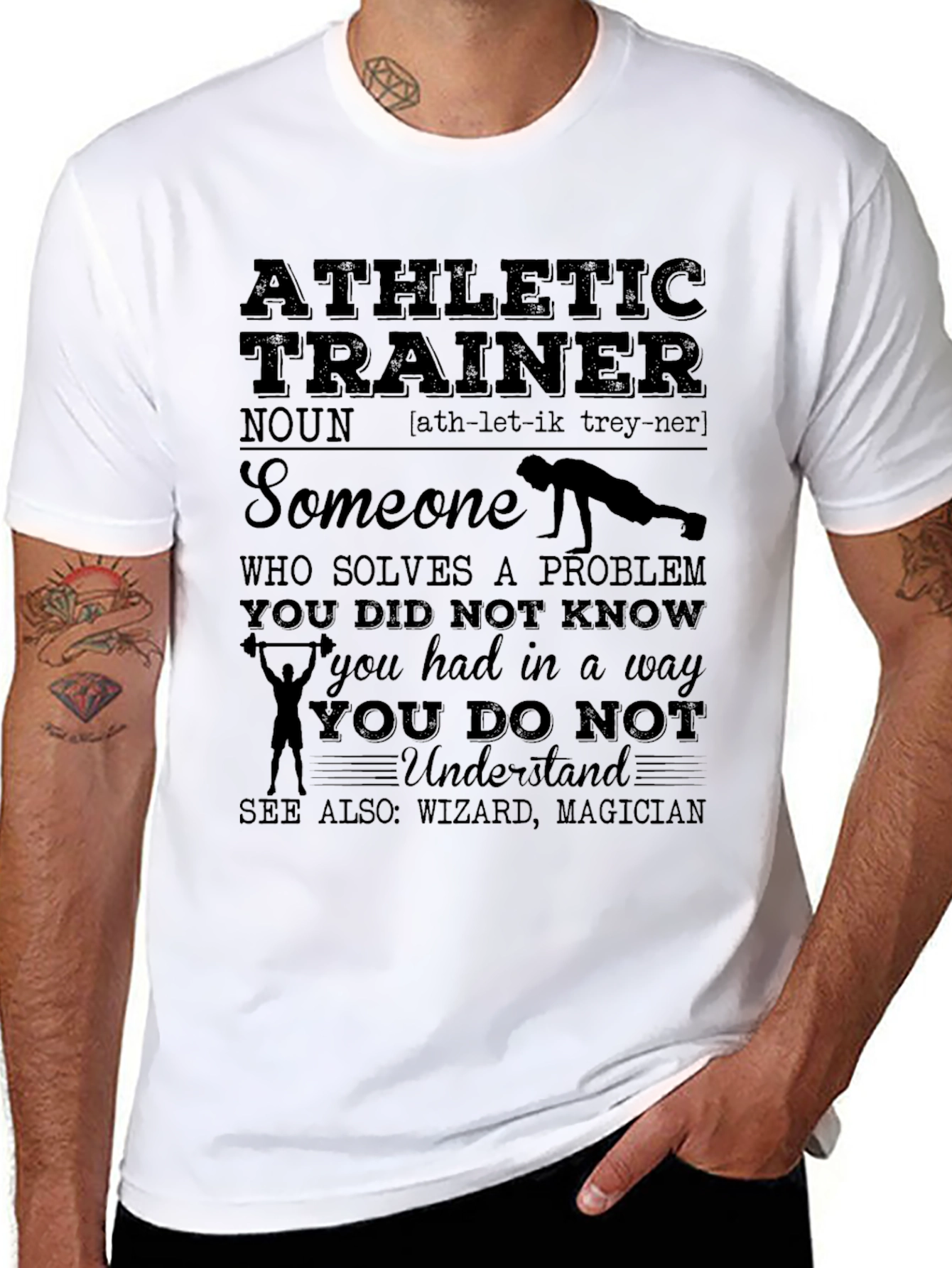 Black Athletic Trainer Definition T-Shirt view 8