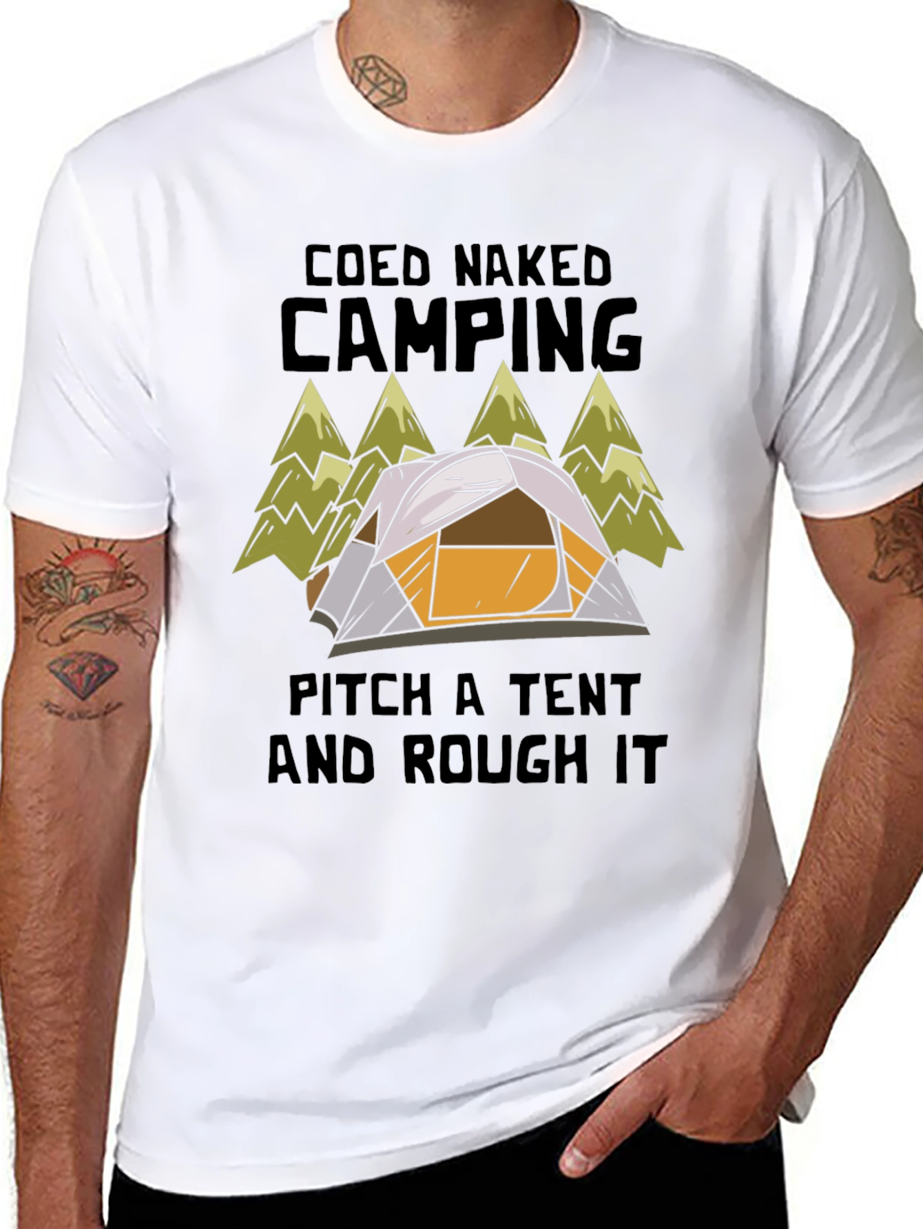 Black Coed Naked Camping Tent T-Shirt view 8