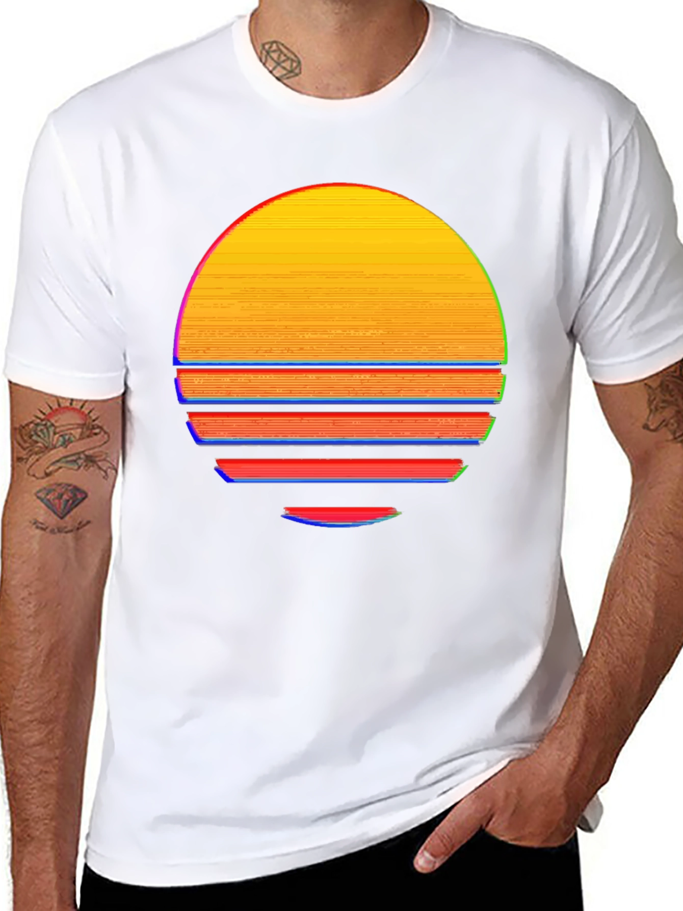 Black Retro Sunset Graphic T-Shirt - Black view 8