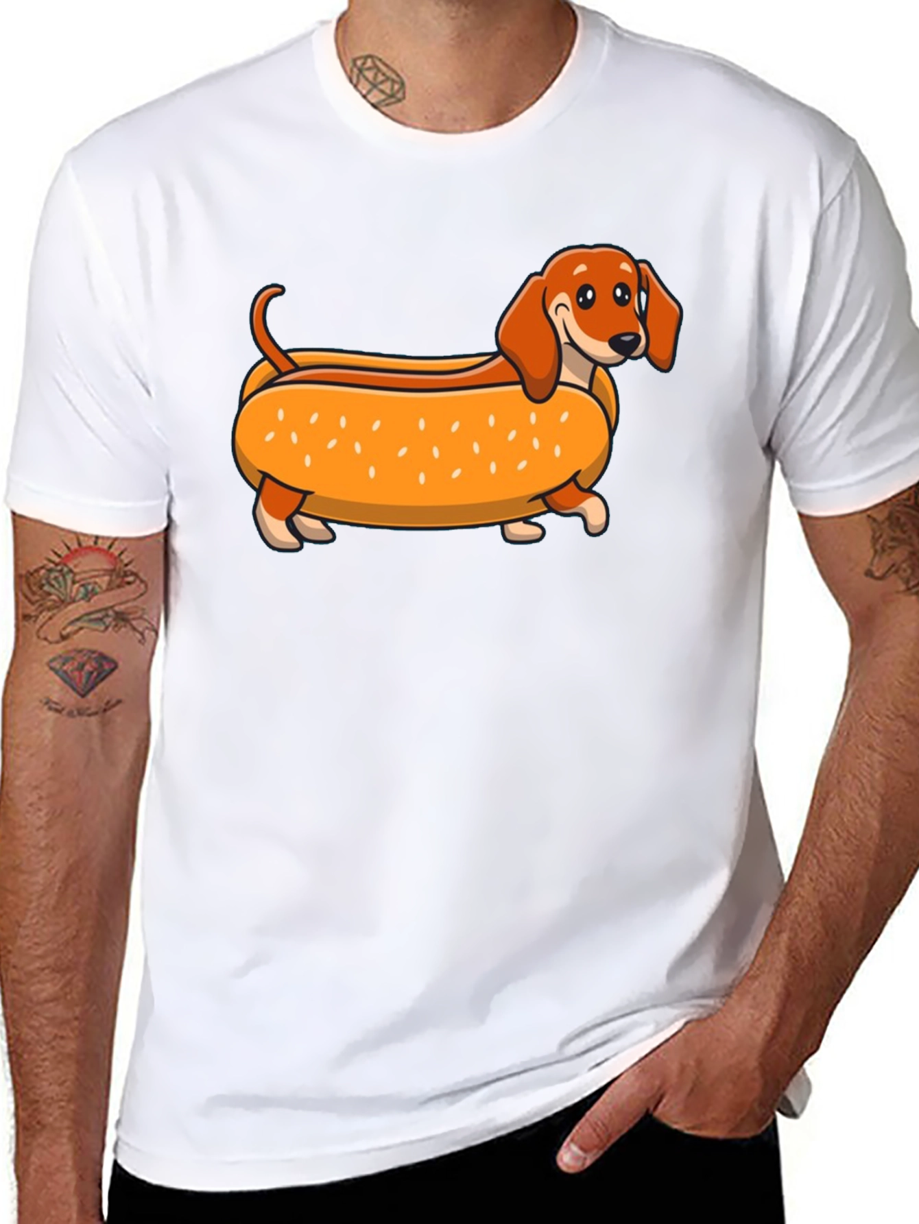 Black Dachshund Hot Dog T-Shirt view 8