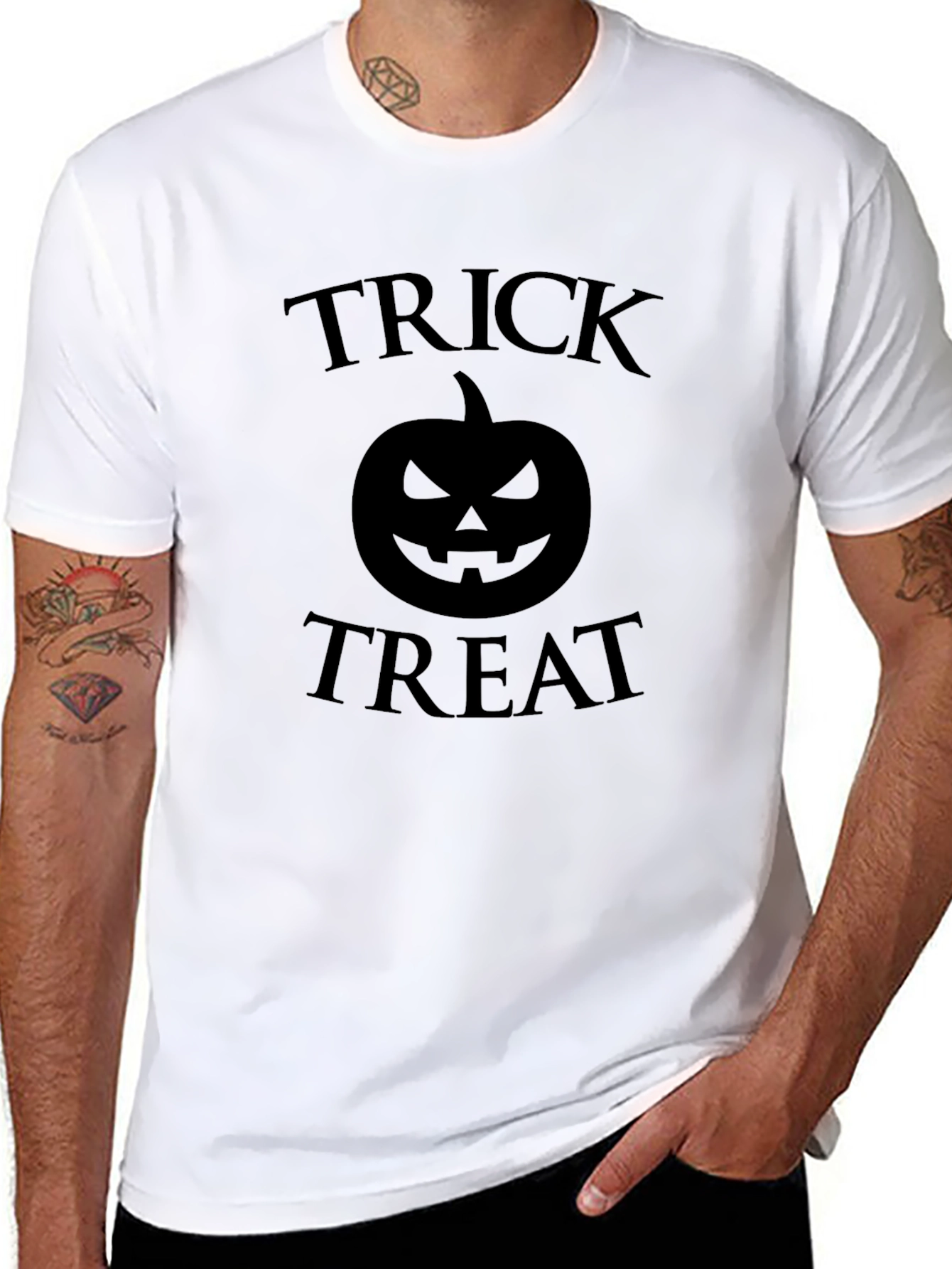 Black Trick or Treat Pumpkin Halloween T-Shirt view 8
