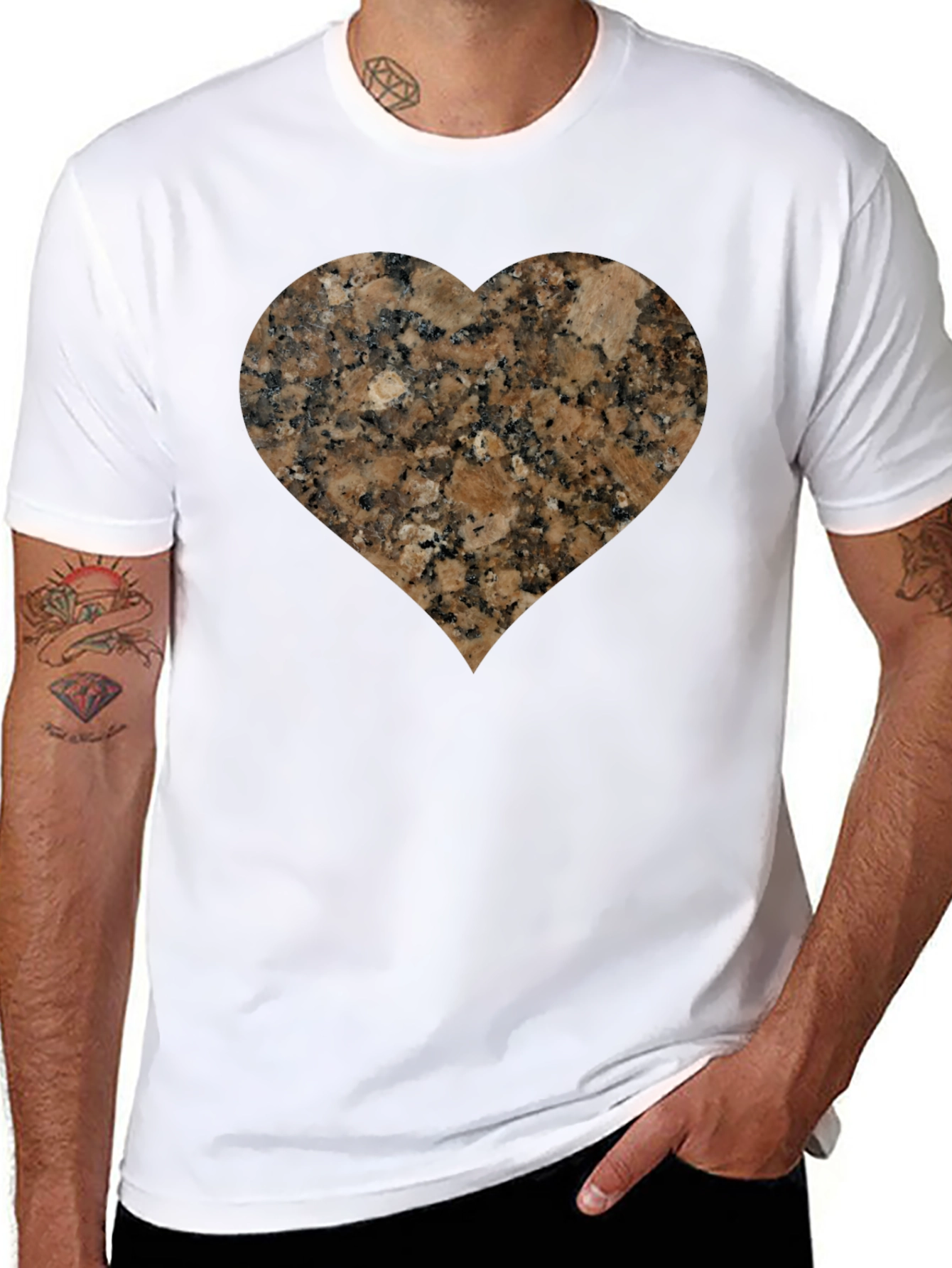 Black Granite Heart Tee - Unique Graphic T-Shirt view 8