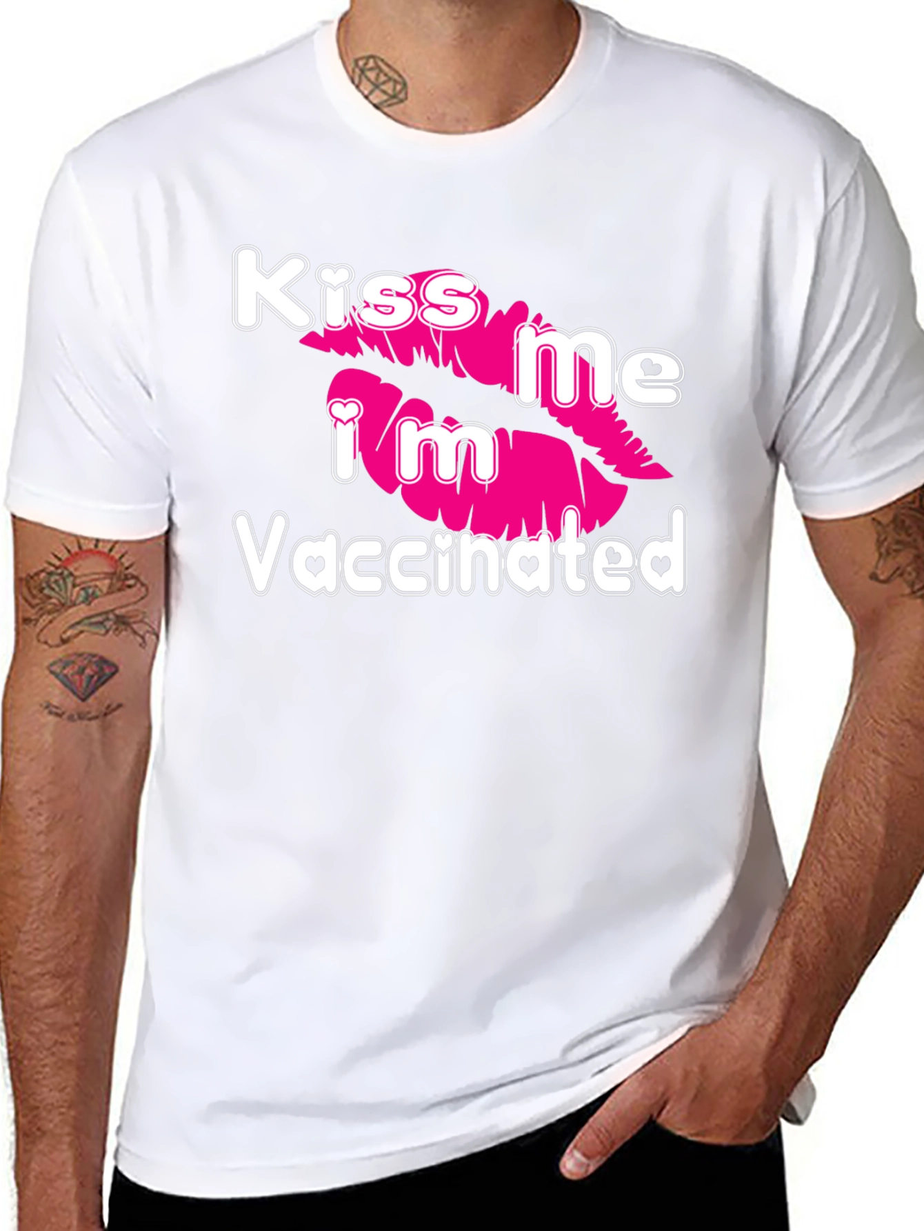 Black Kiss Me I'm Vaccinated T-Shirt view 8