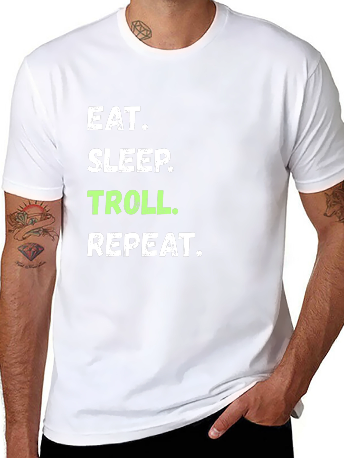 Black Eat Sleep Troll Repeat Graphic T-Shirt view 8