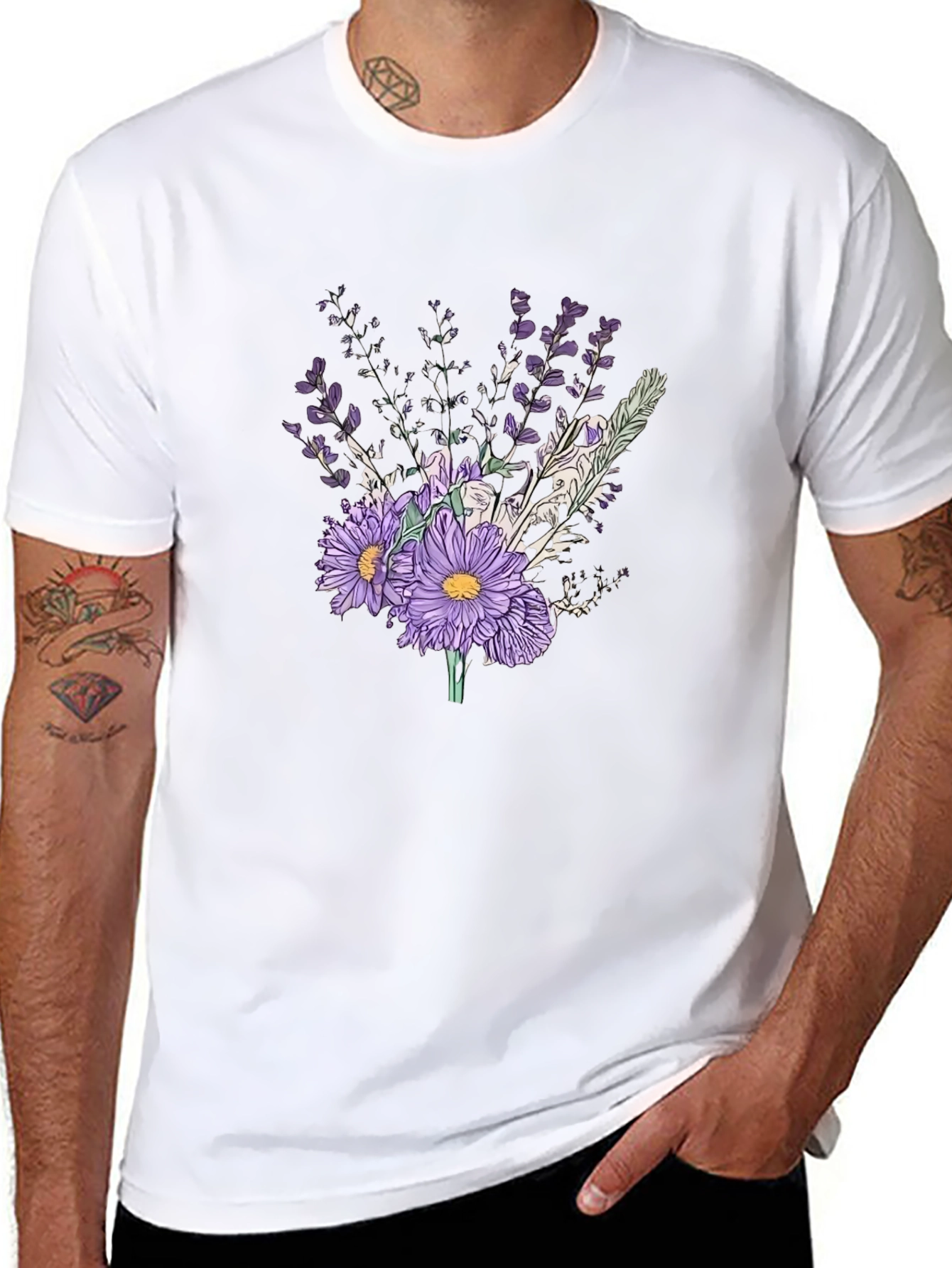 Black Floral Bouquet Graphic T-Shirt view 8