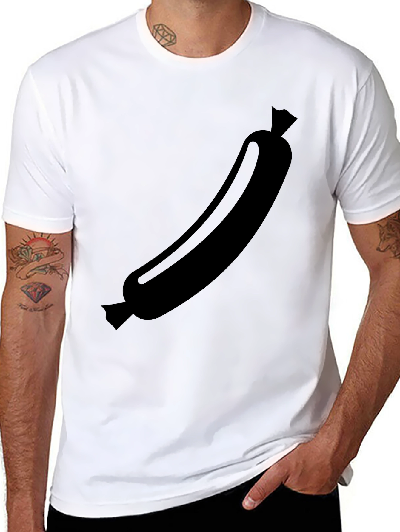 Black Black Sausage Graphic Tee - Funny Food Shirt view 8