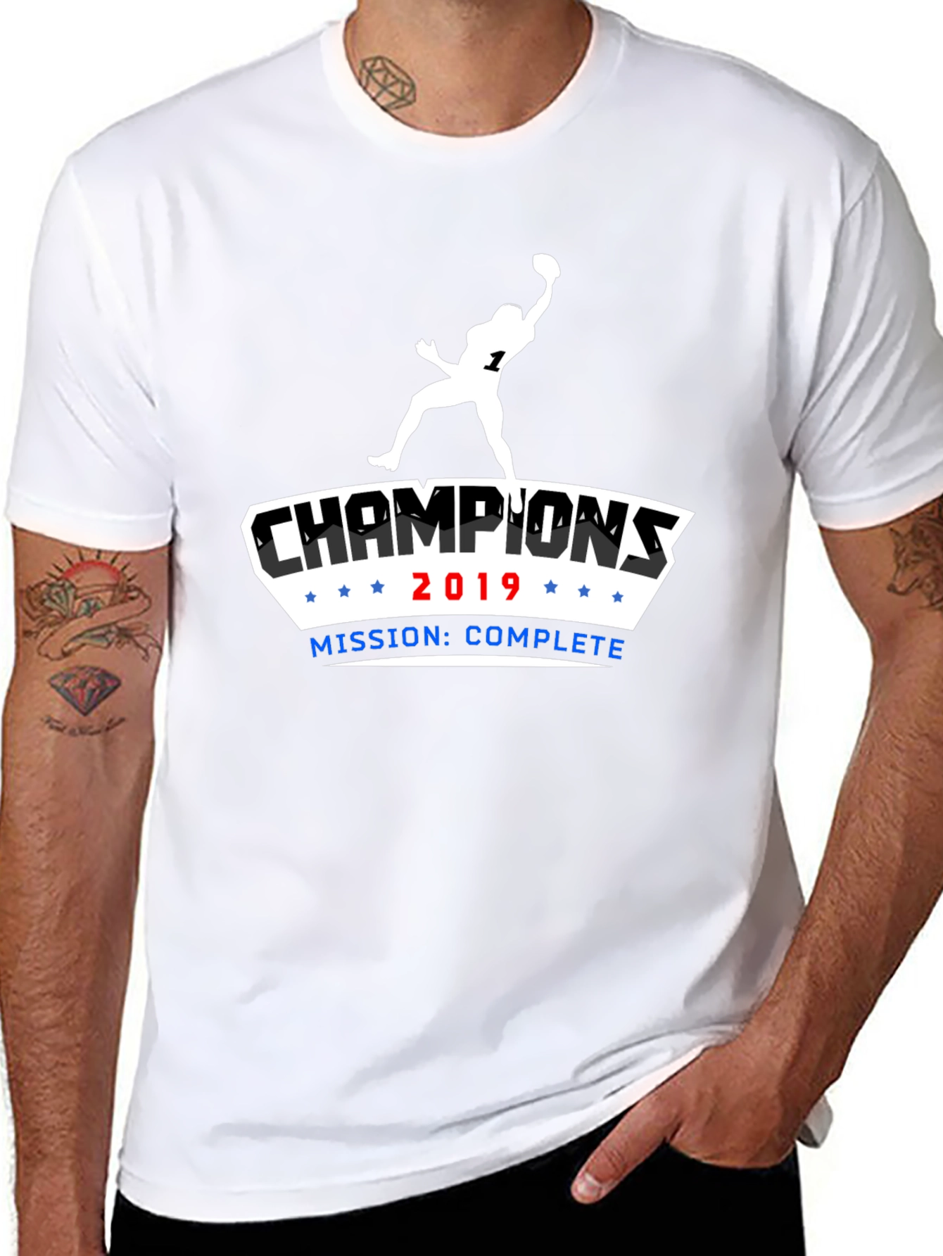 Black Champions 2019 Football T-Shirt - Mission Complete view 8