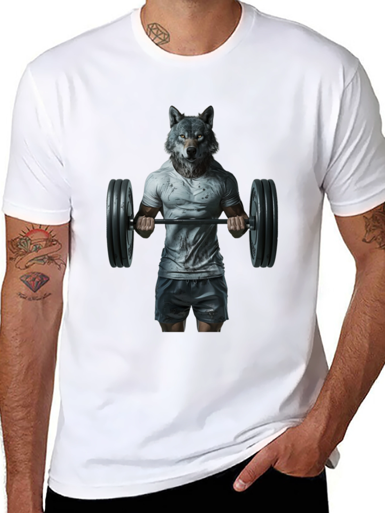 Black Wolf Gym T-Shirt - Animal Bodybuilding Tee view 8