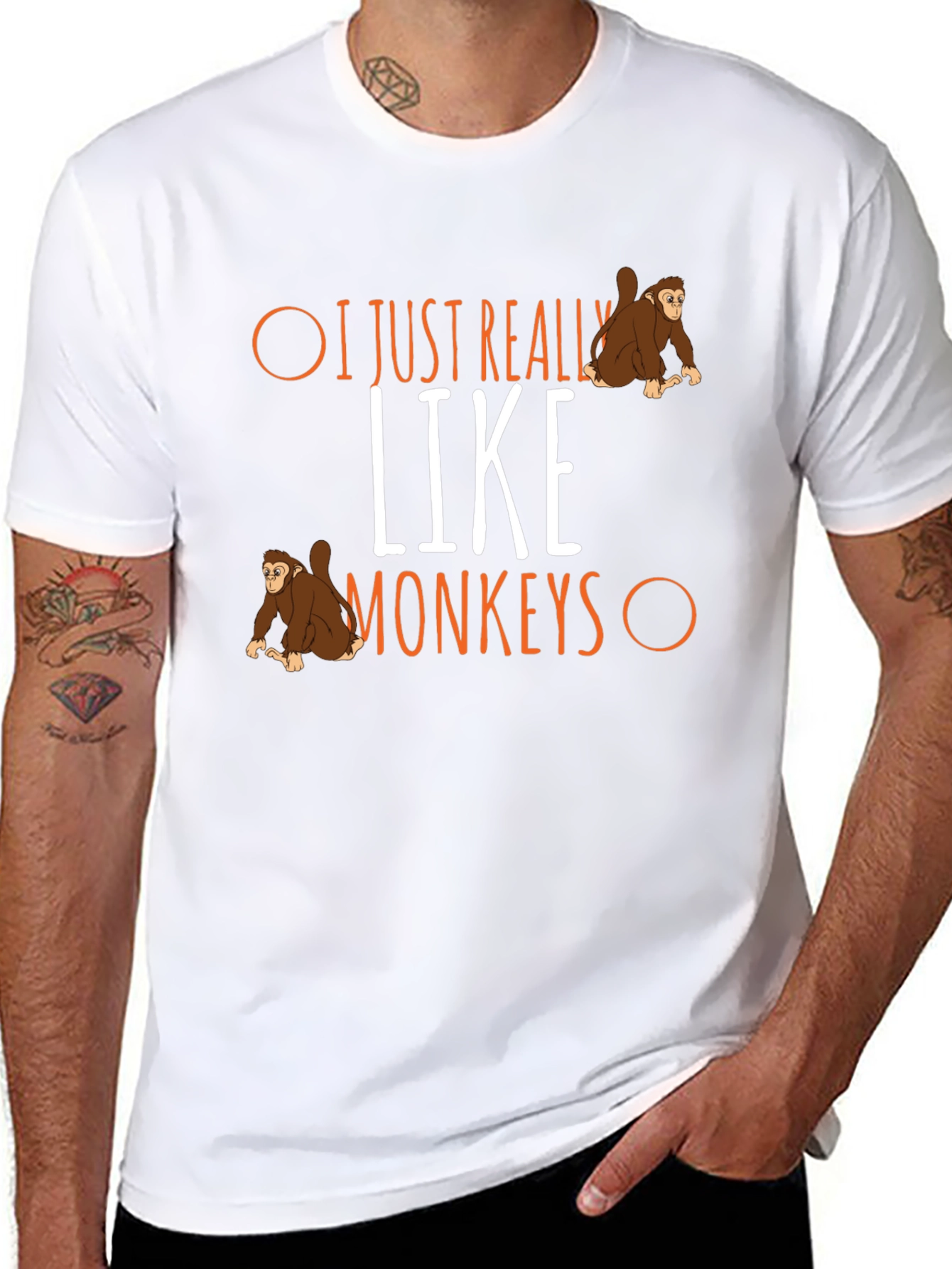 Black I Just Really Like Monkeys Graphic T-Shirt view 8