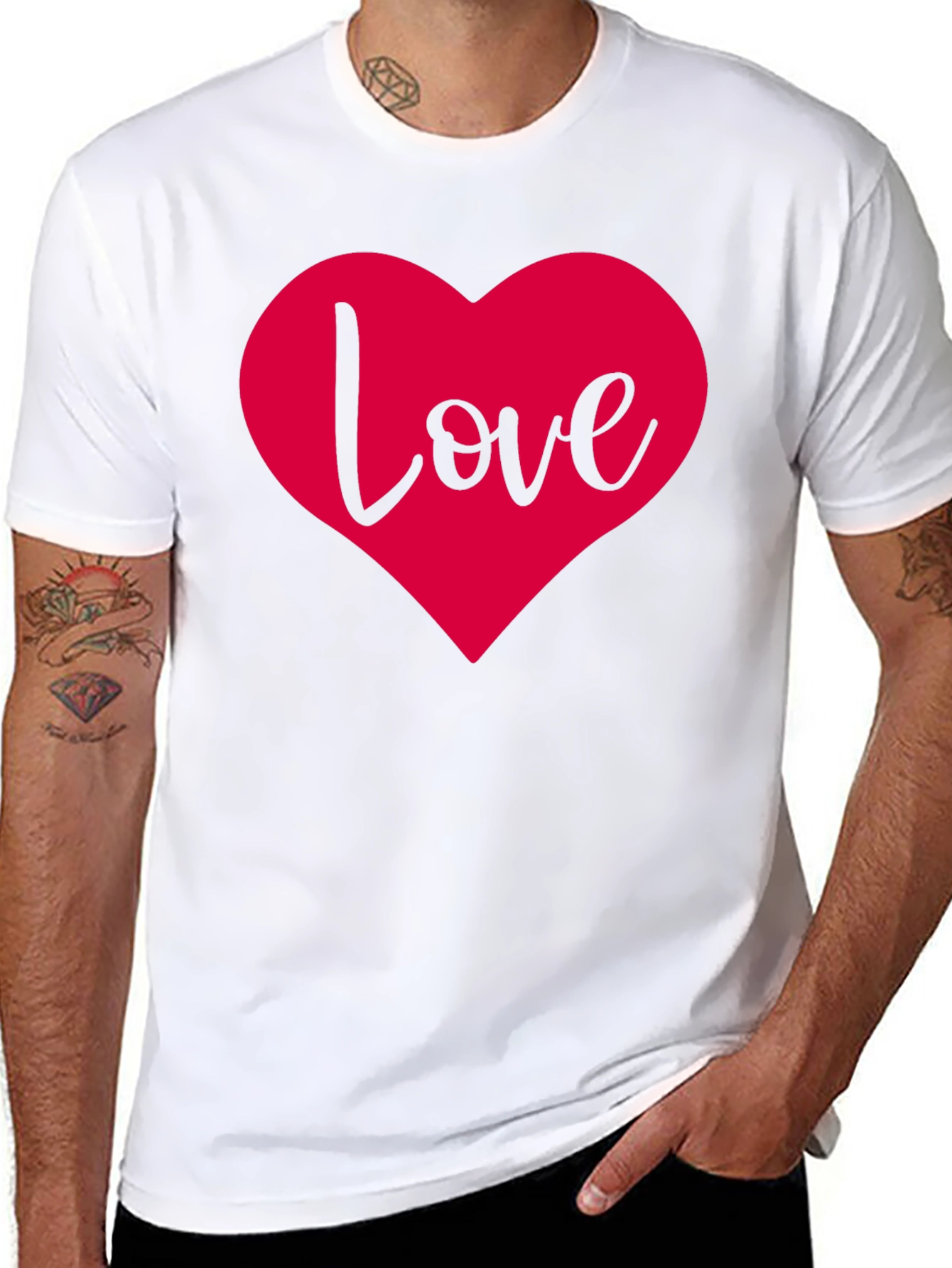 Black Love Heart Graphic Black T-Shirt view 8