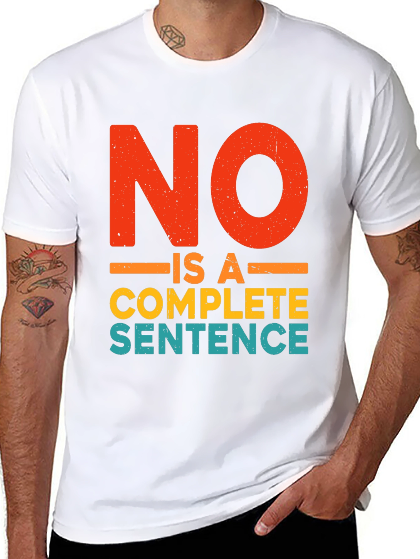 Black No Is A Complete Sentence Funny Graphic T-Shirt view 8