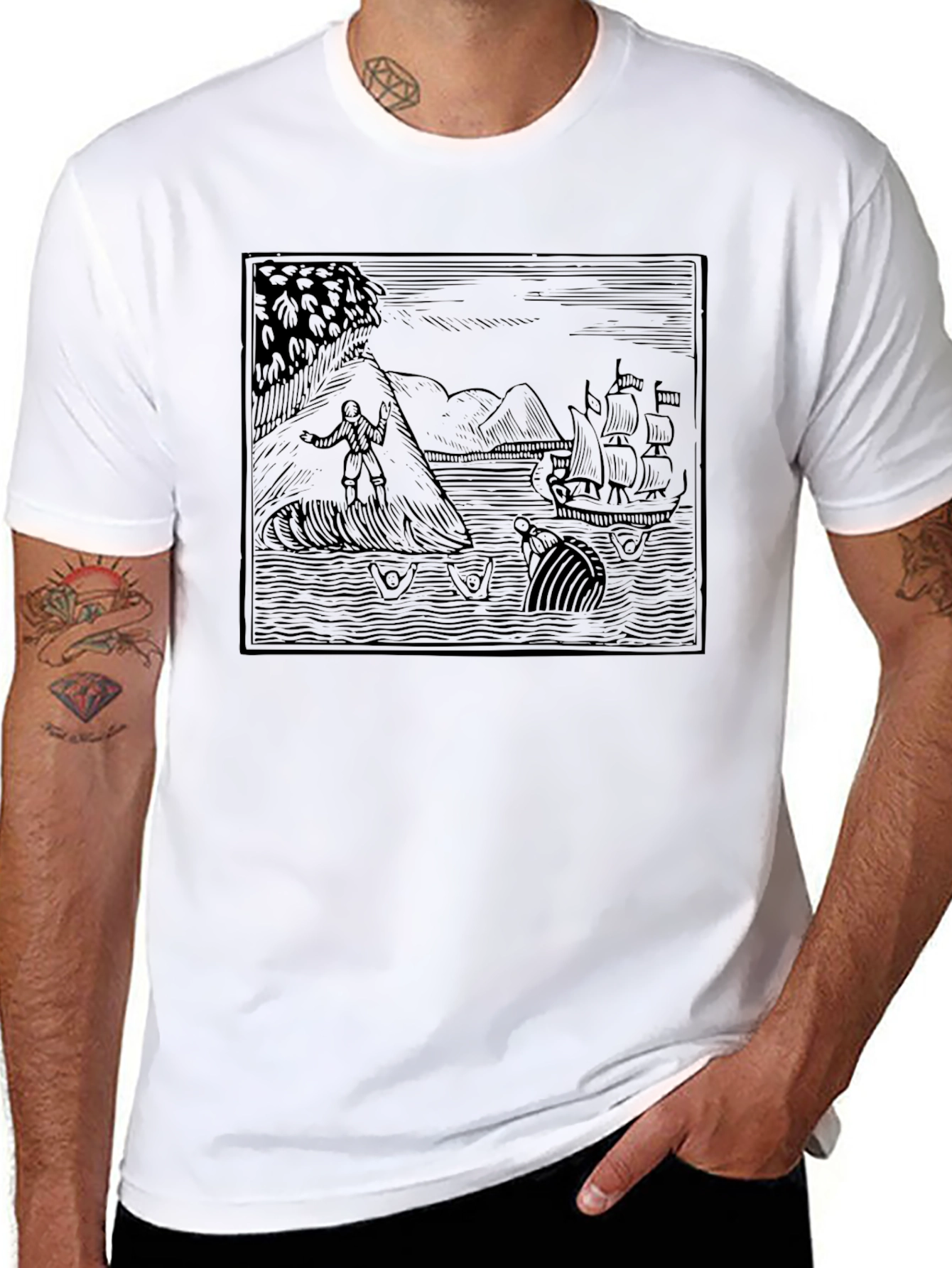 Black Whale Adventure Graphic Tee - Black view 8