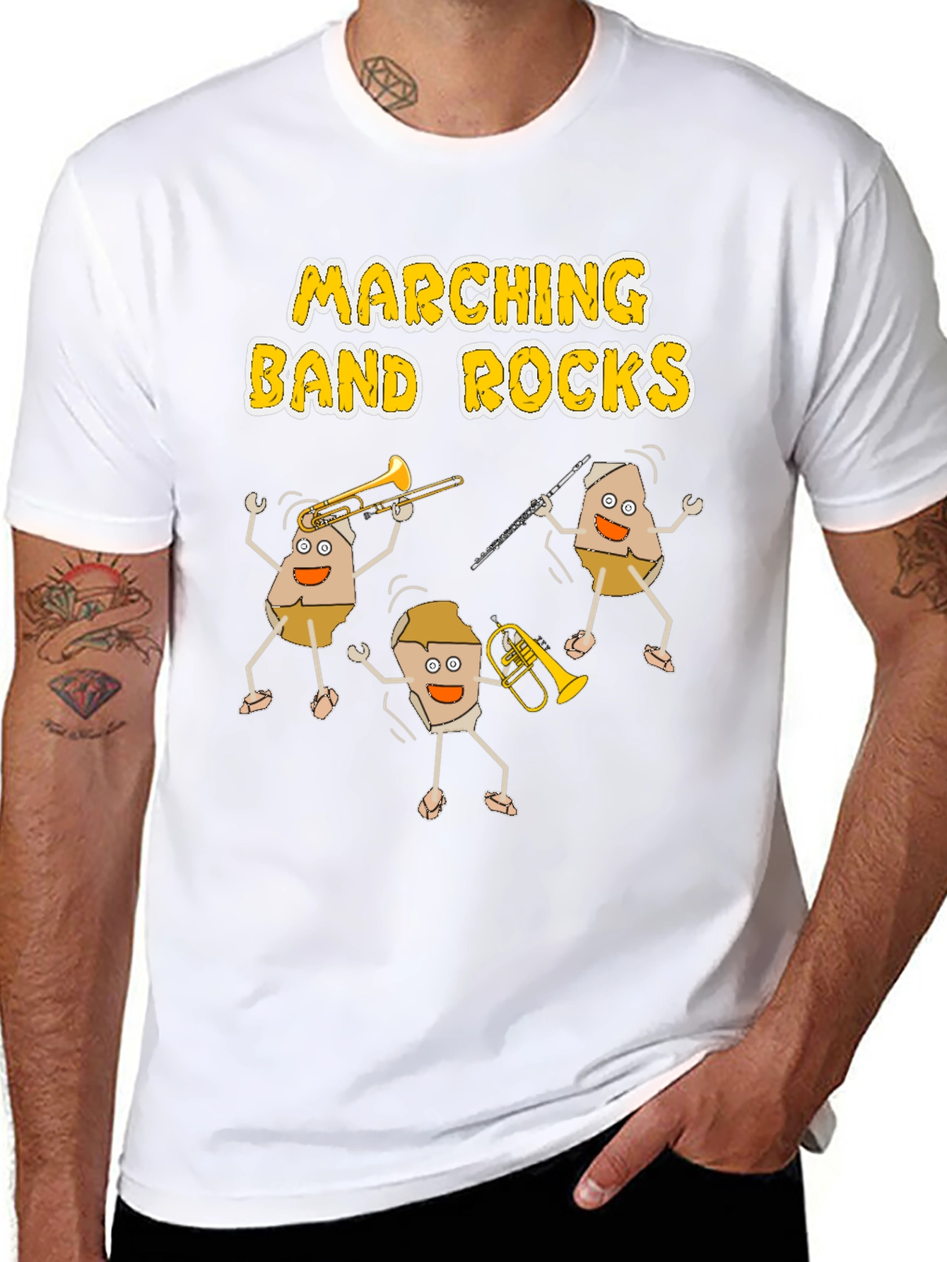 Black Marching Band Rocks Funny T-Shirt - Music Lover Tee view 8