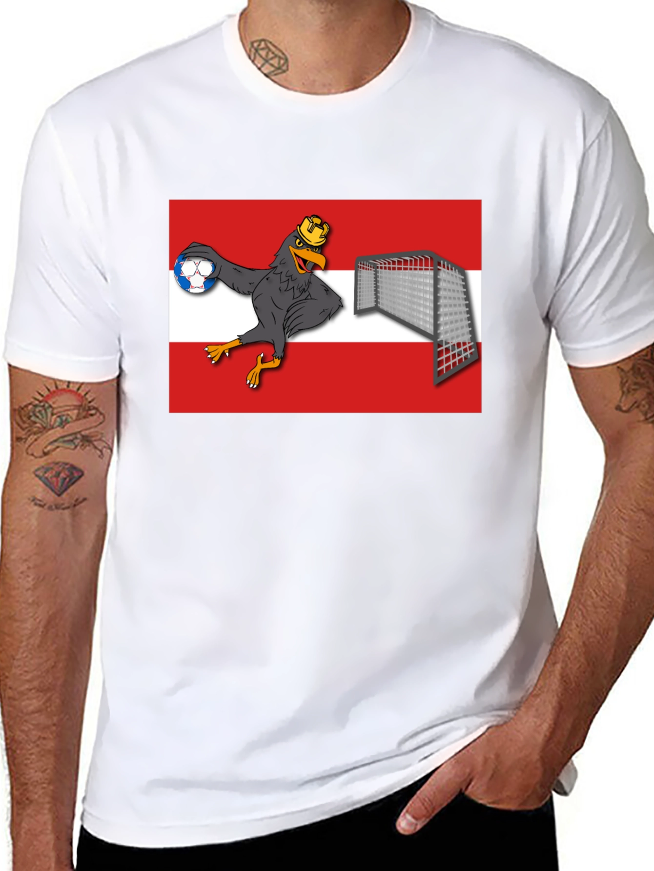 Black Austria Handball T-Shirt Funny Austrian Bird view 8