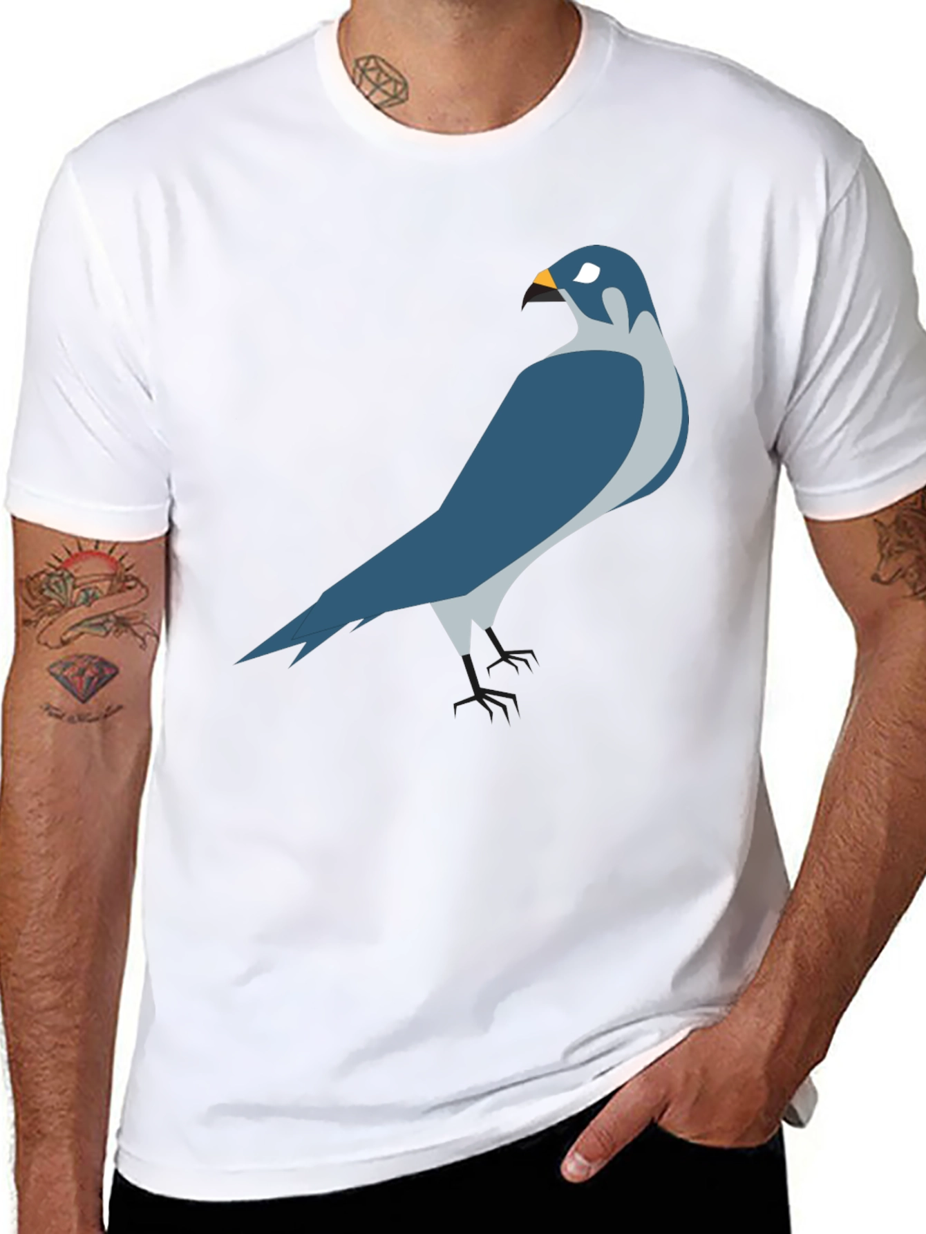 Black Cool Falcon Graphic T-Shirt - Black Cotton Blend view 8