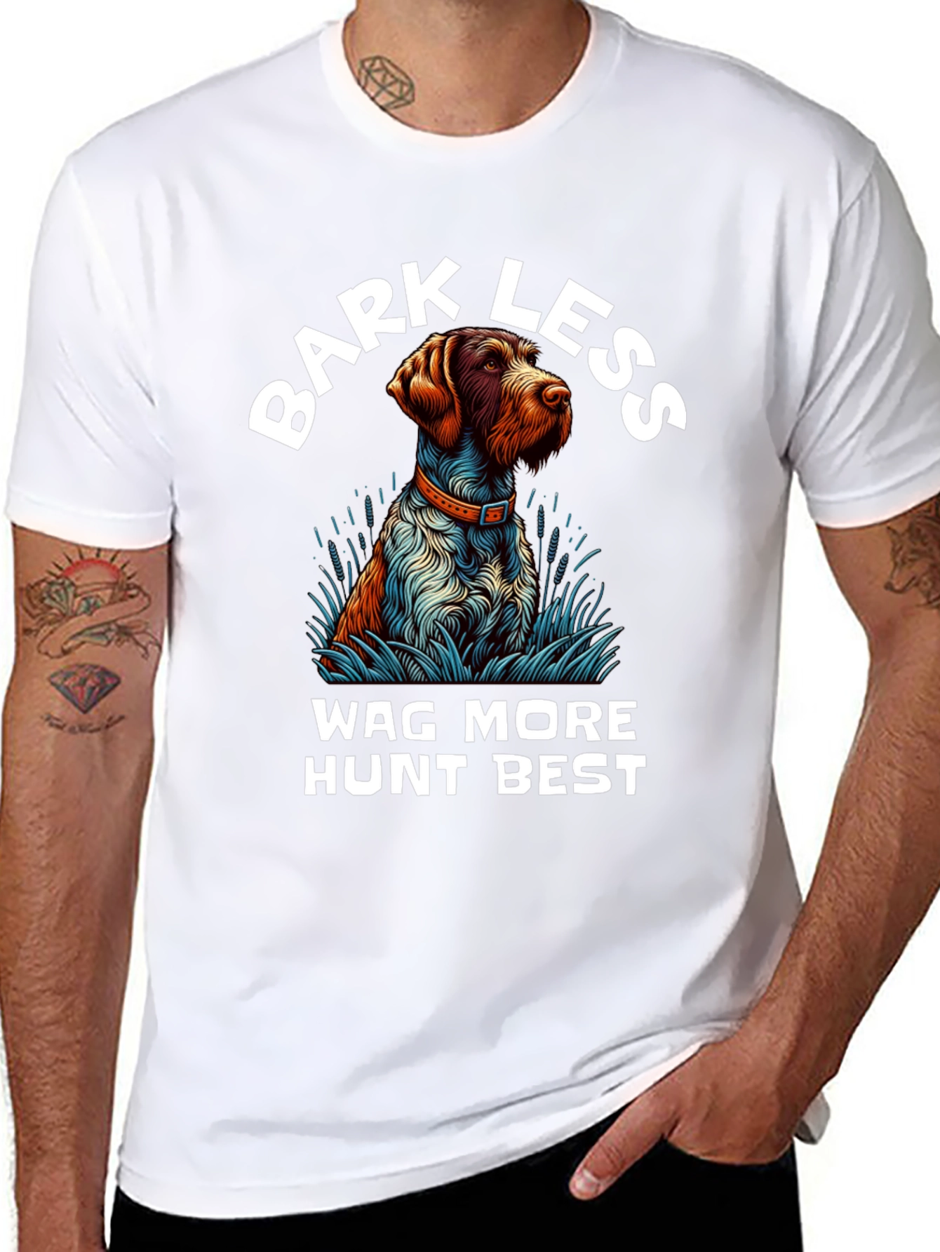 Black Bark Less Wag More Hunt Best Dog T-Shirt view 8