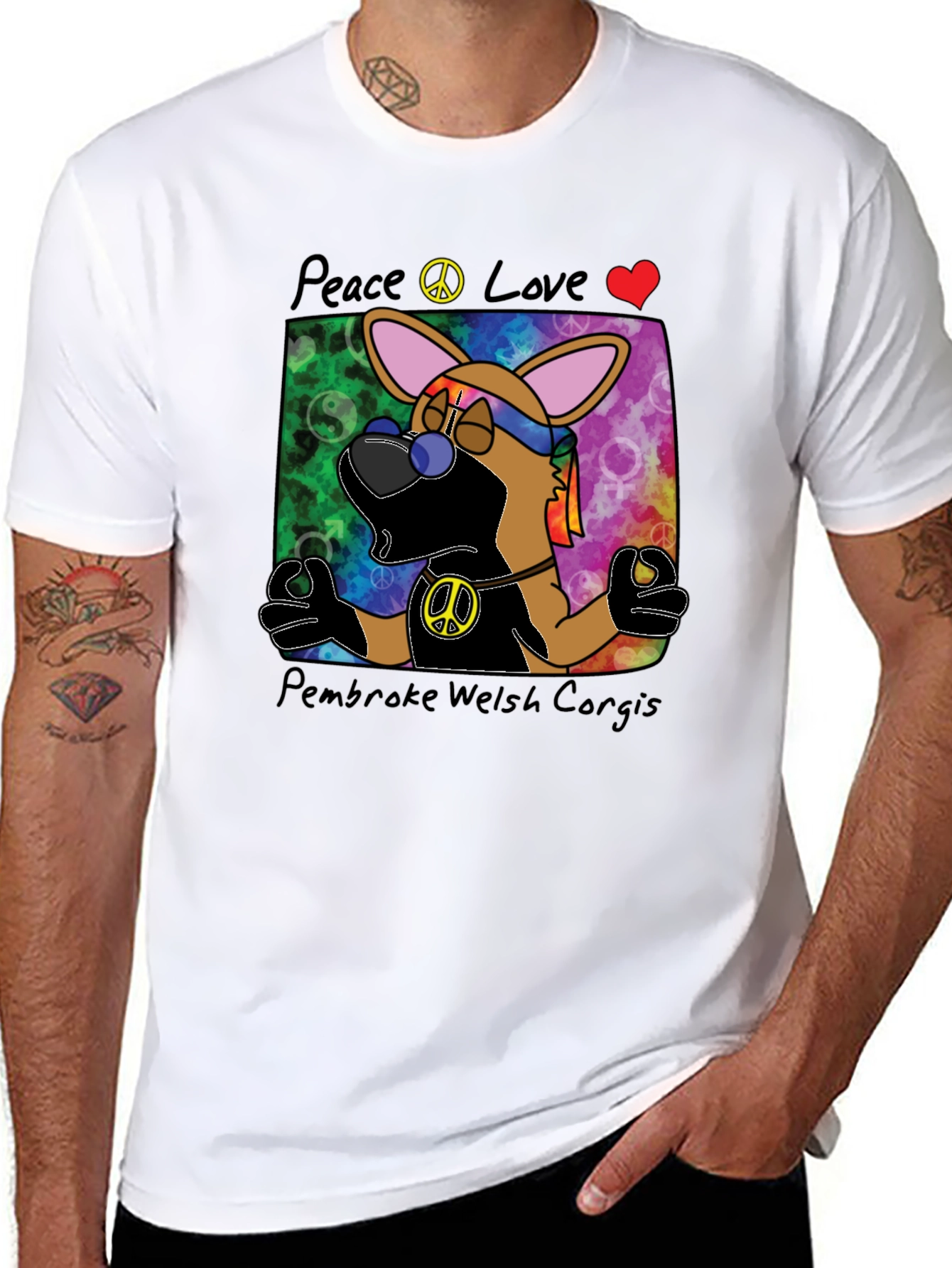 Black Peace Love Corgi T-Shirt view 8