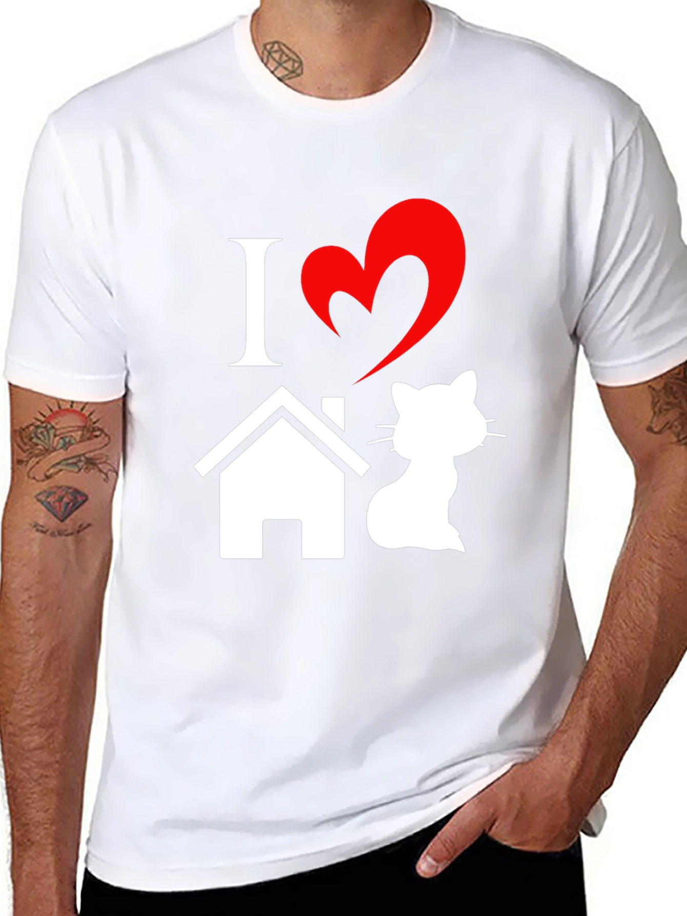Black I Heart Home Cat T-Shirt - Novelty Pet Lover Tee view 8