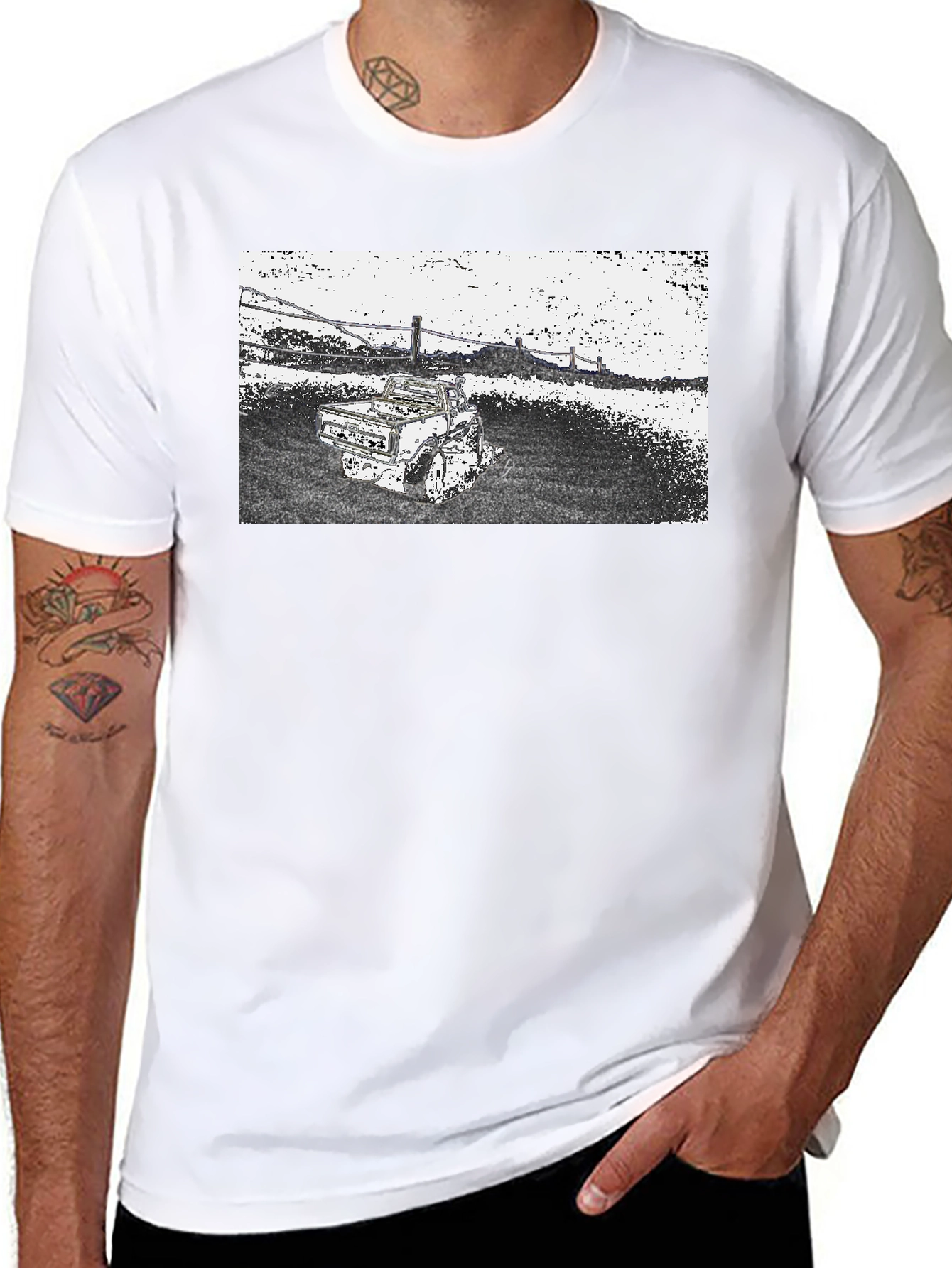 Black Cool Vintage Truck T-Shirt view 8